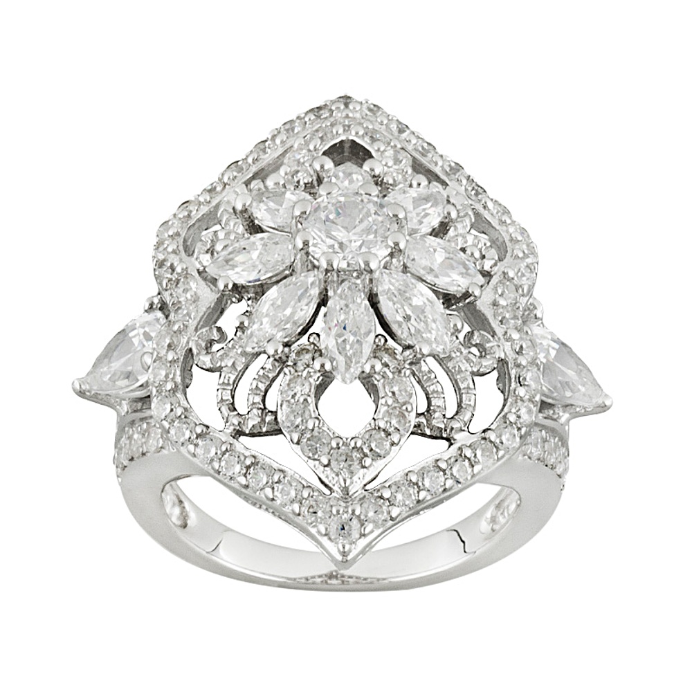 Sterling Silver Diamond Simulant Ring