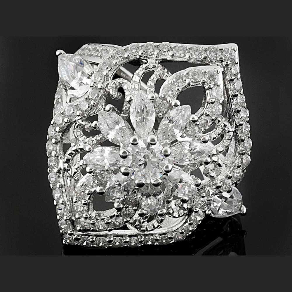 Sterling Silver Diamond Simulant Ring