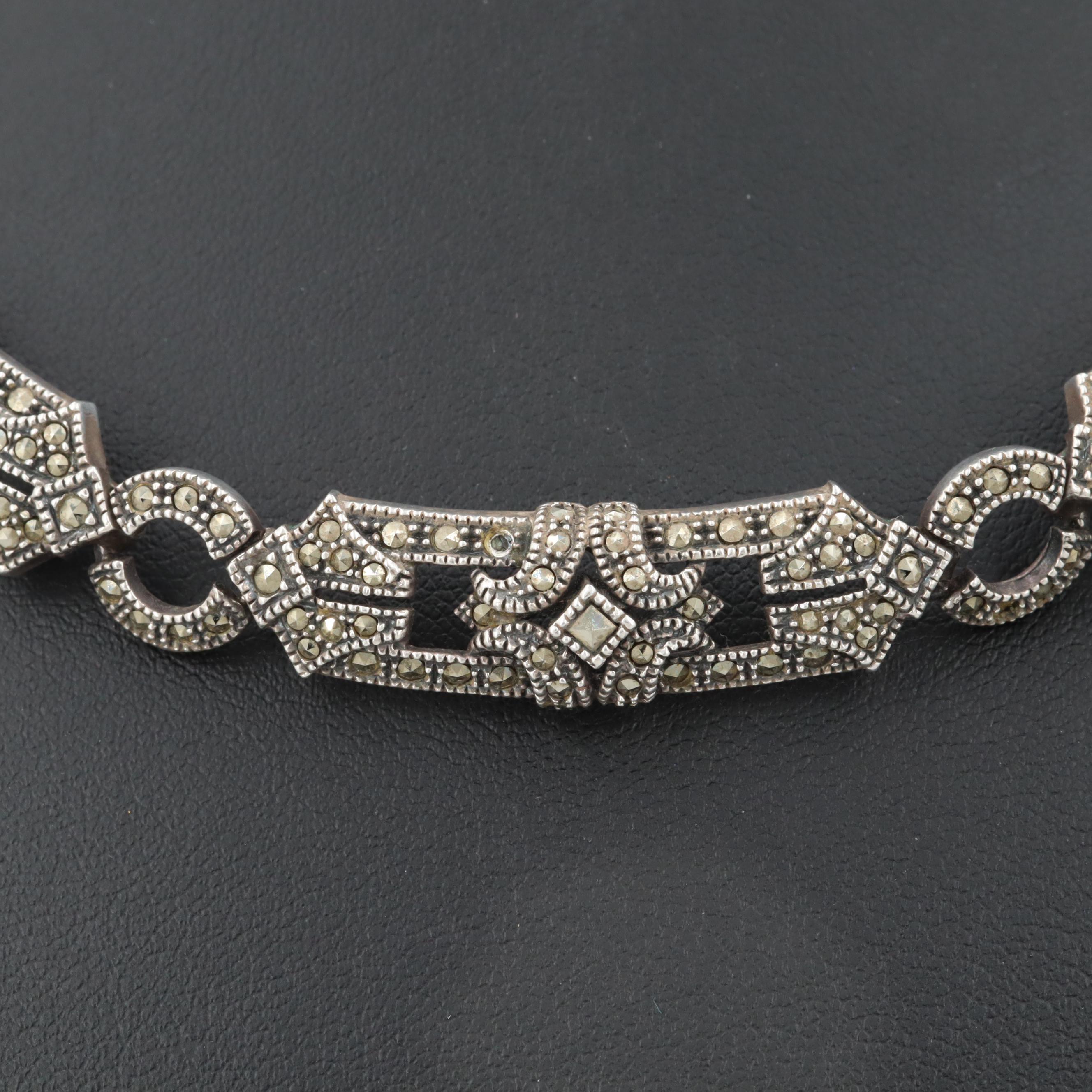 Judith Jack Sterling Silver Marcasite Necklace
