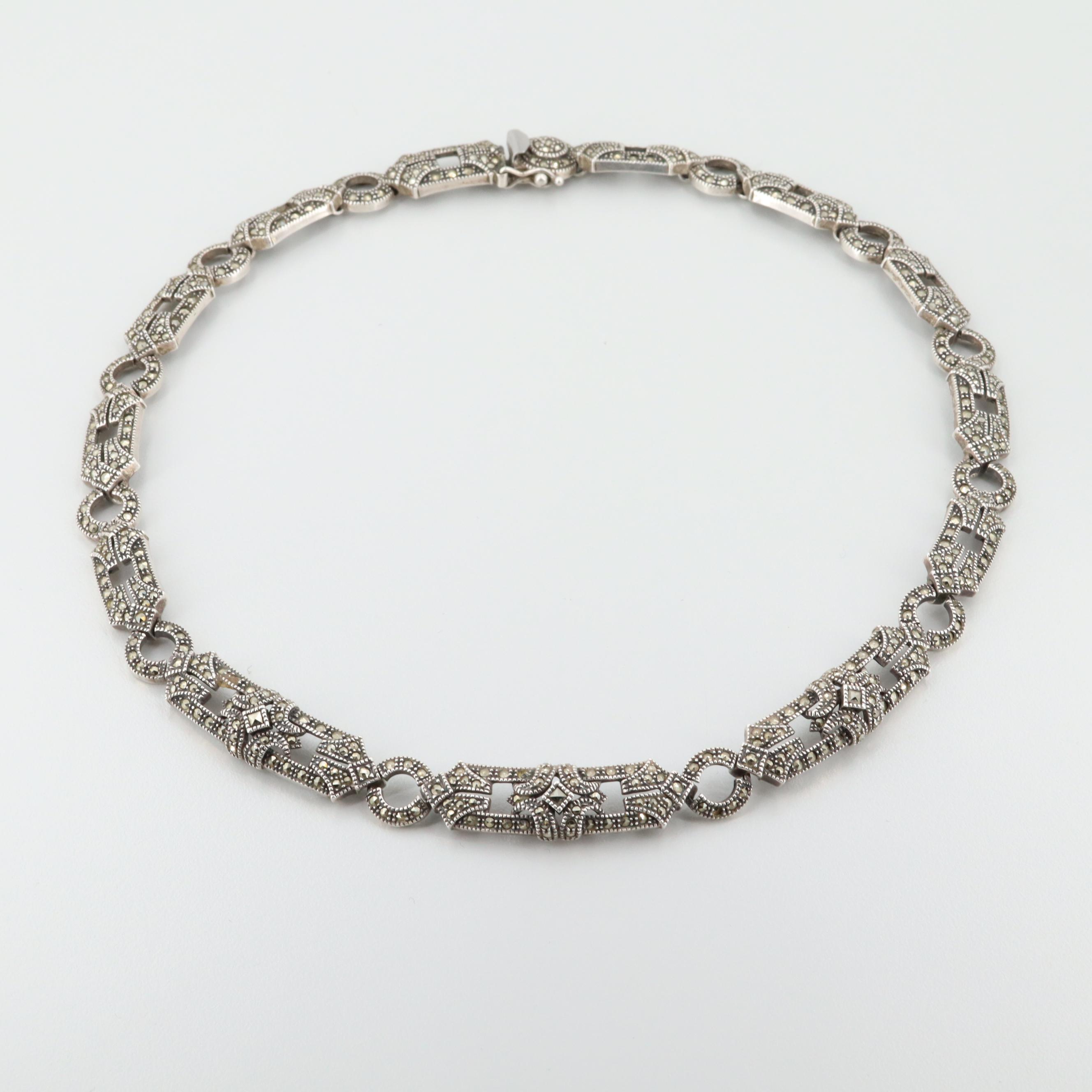 Judith Jack Sterling Silver Marcasite Necklace