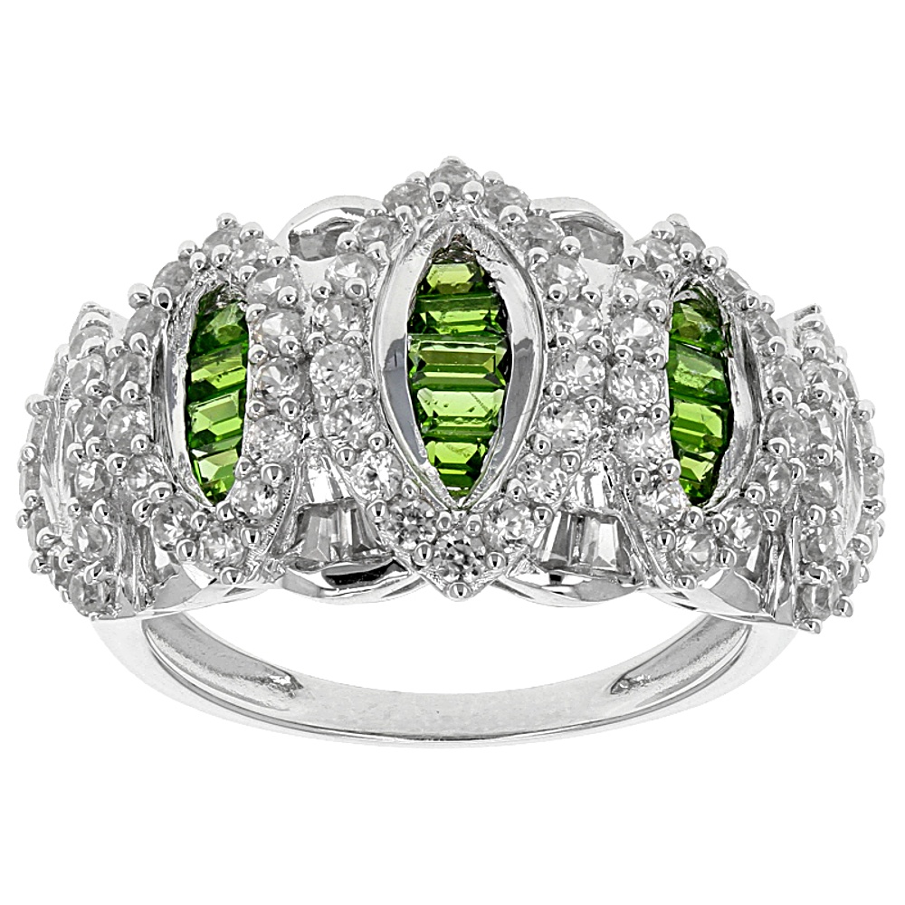Sterling Silver Diopside And Zircon Ring