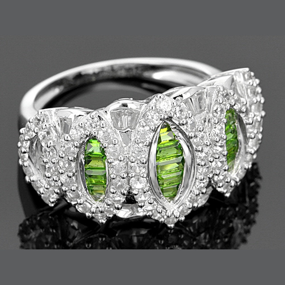 Sterling Silver Diopside And Zircon Ring
