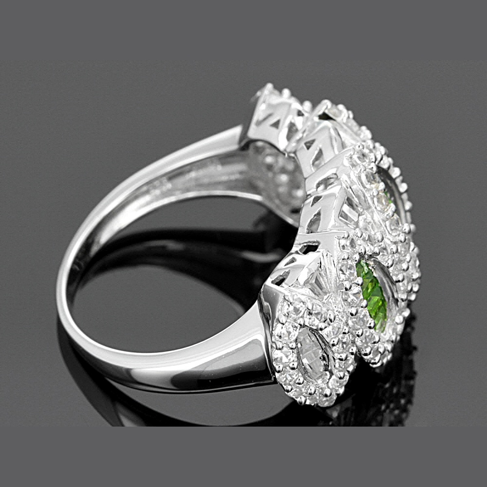 Sterling Silver Diopside And Zircon Ring