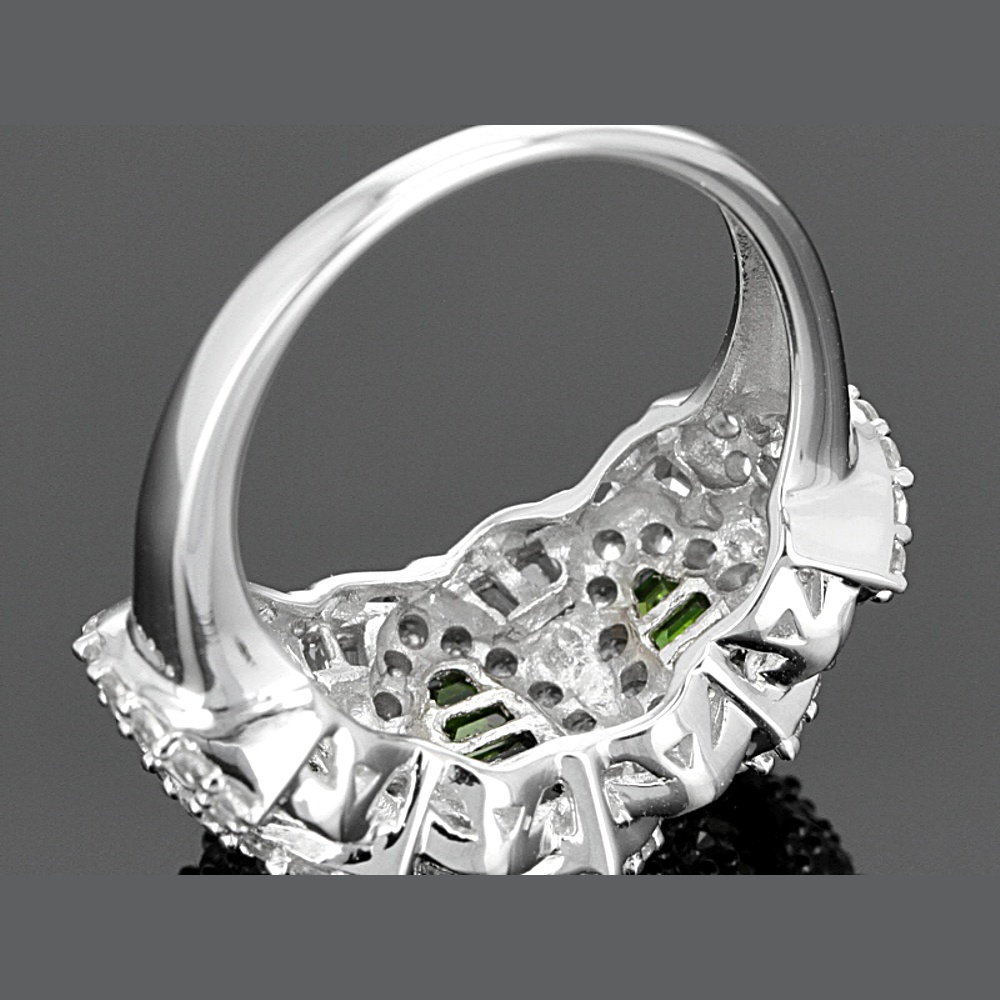 Sterling Silver Diopside And Zircon Ring