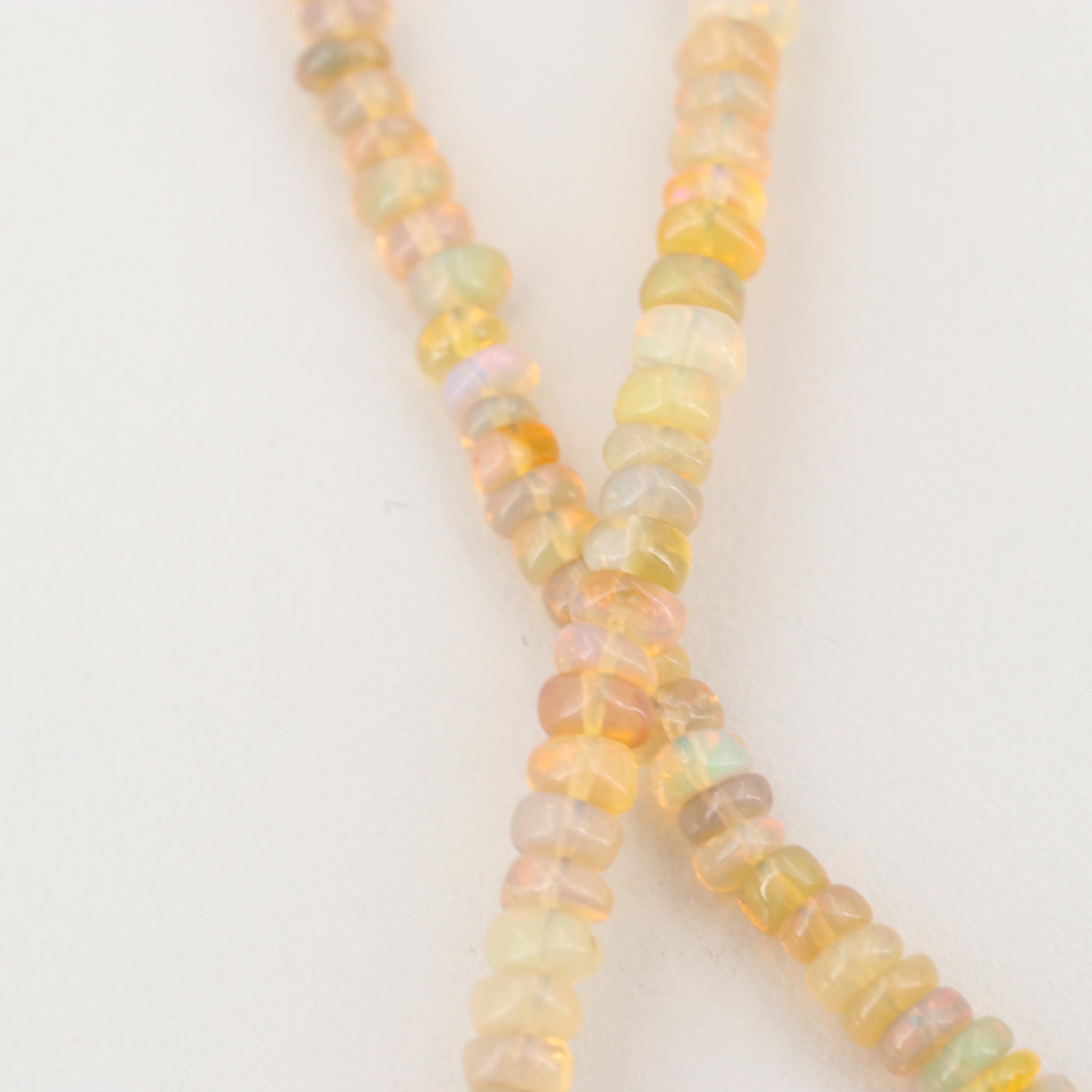Silver Tone Opal Beaded Necklace