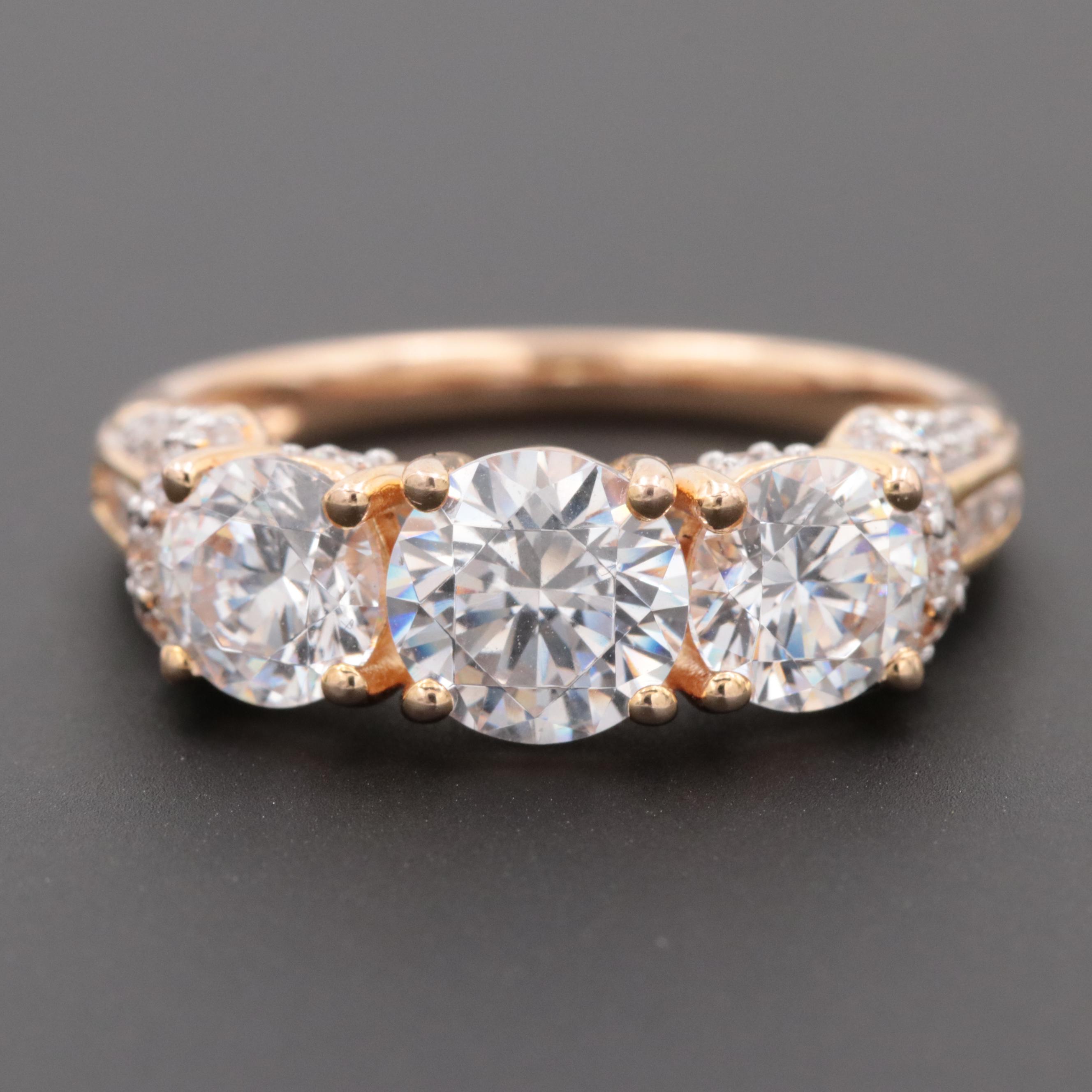 Gold Wash on Sterling Silver Cubic Zirconia Ring