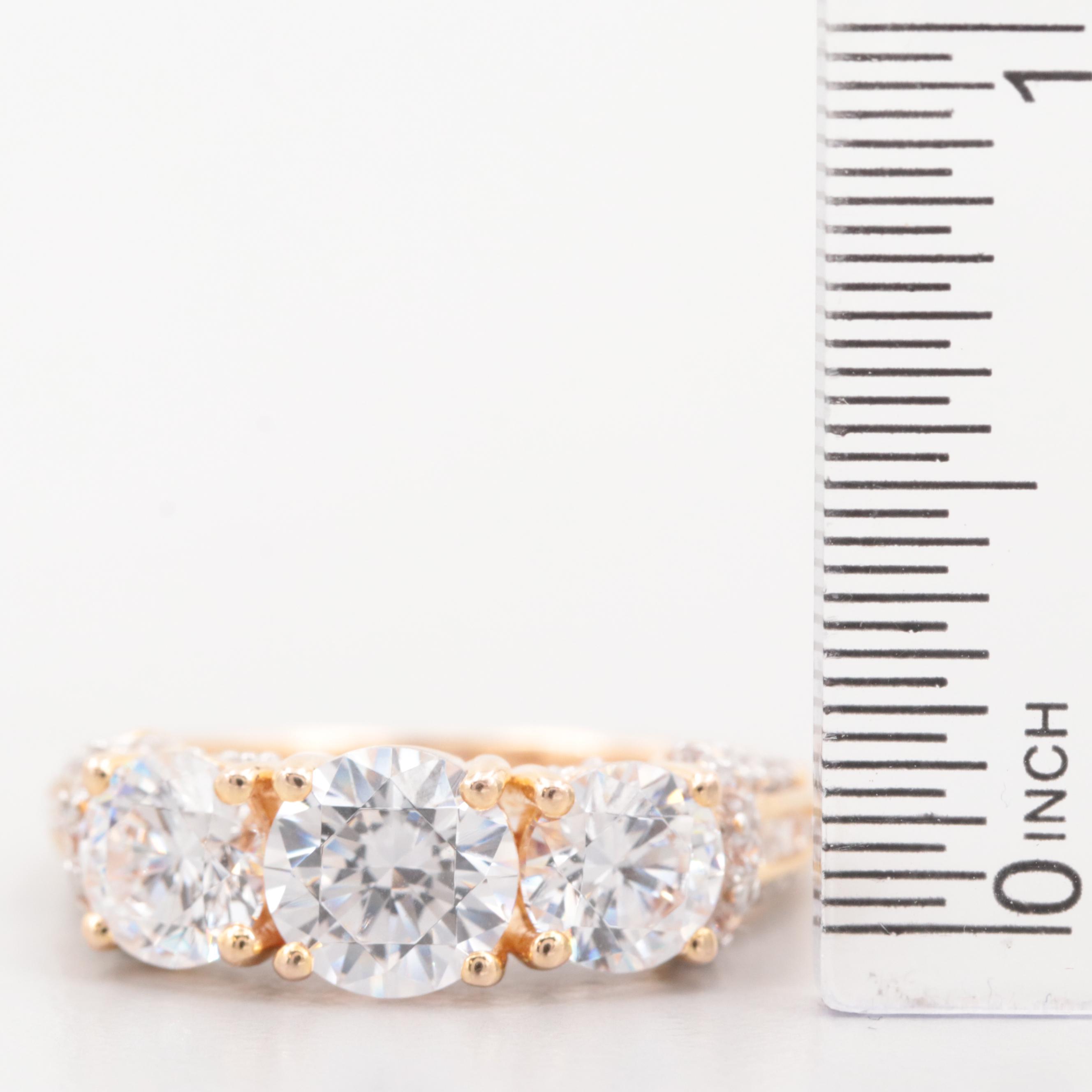 Gold Wash on Sterling Silver Cubic Zirconia Ring