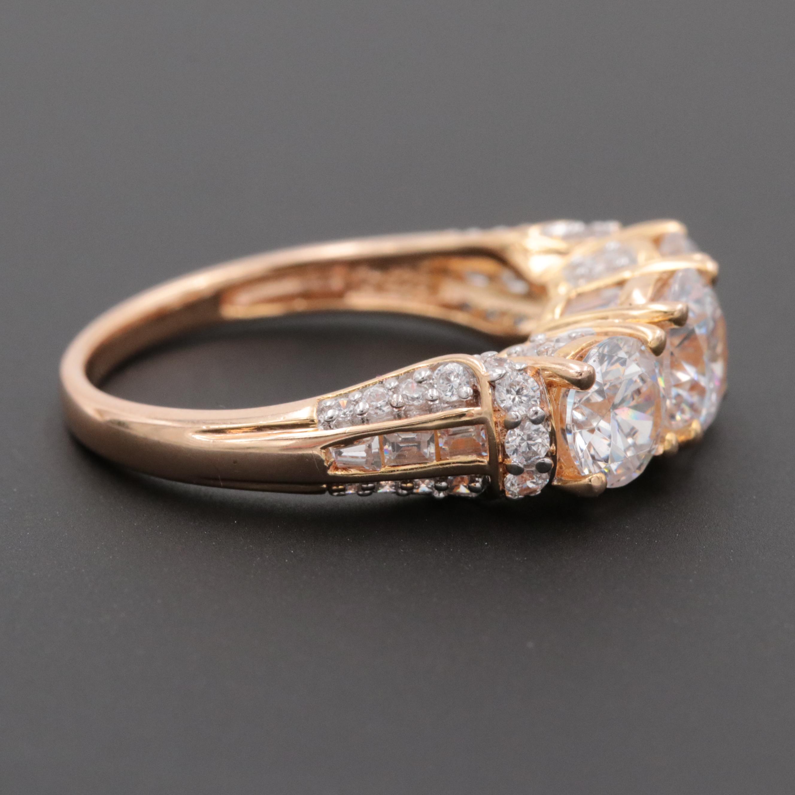 Gold Wash on Sterling Silver Cubic Zirconia Ring