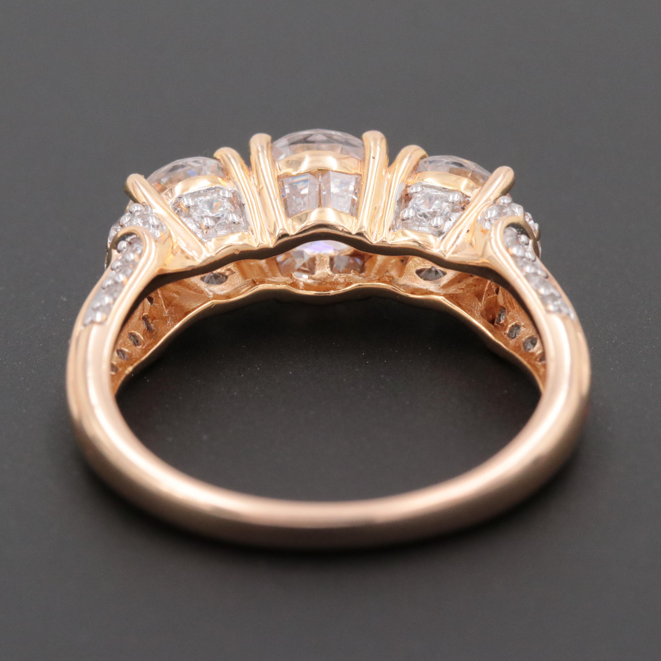 Gold Wash on Sterling Silver Cubic Zirconia Ring