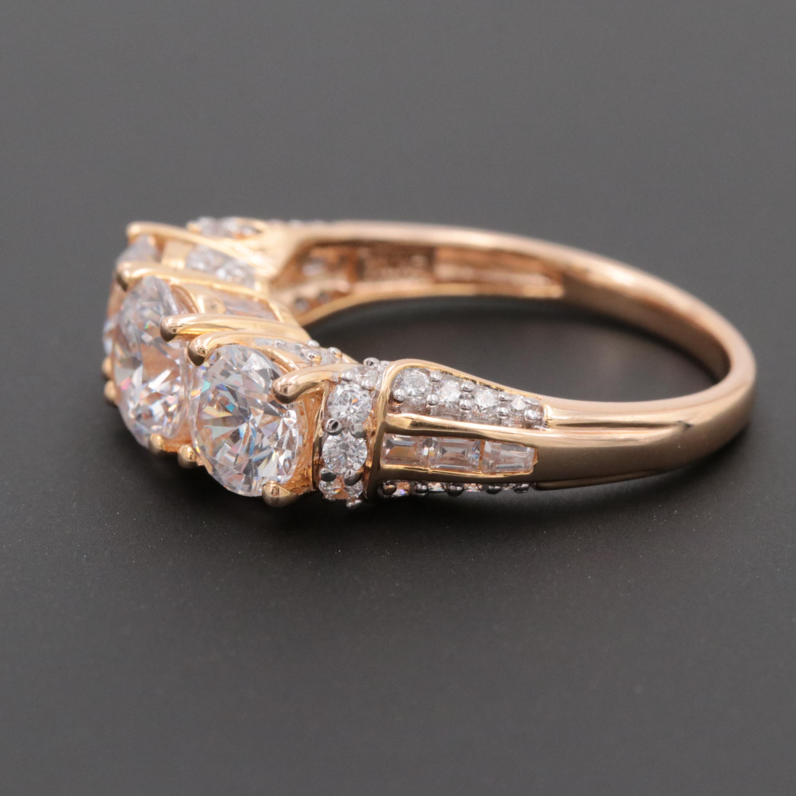 Gold Wash on Sterling Silver Cubic Zirconia Ring