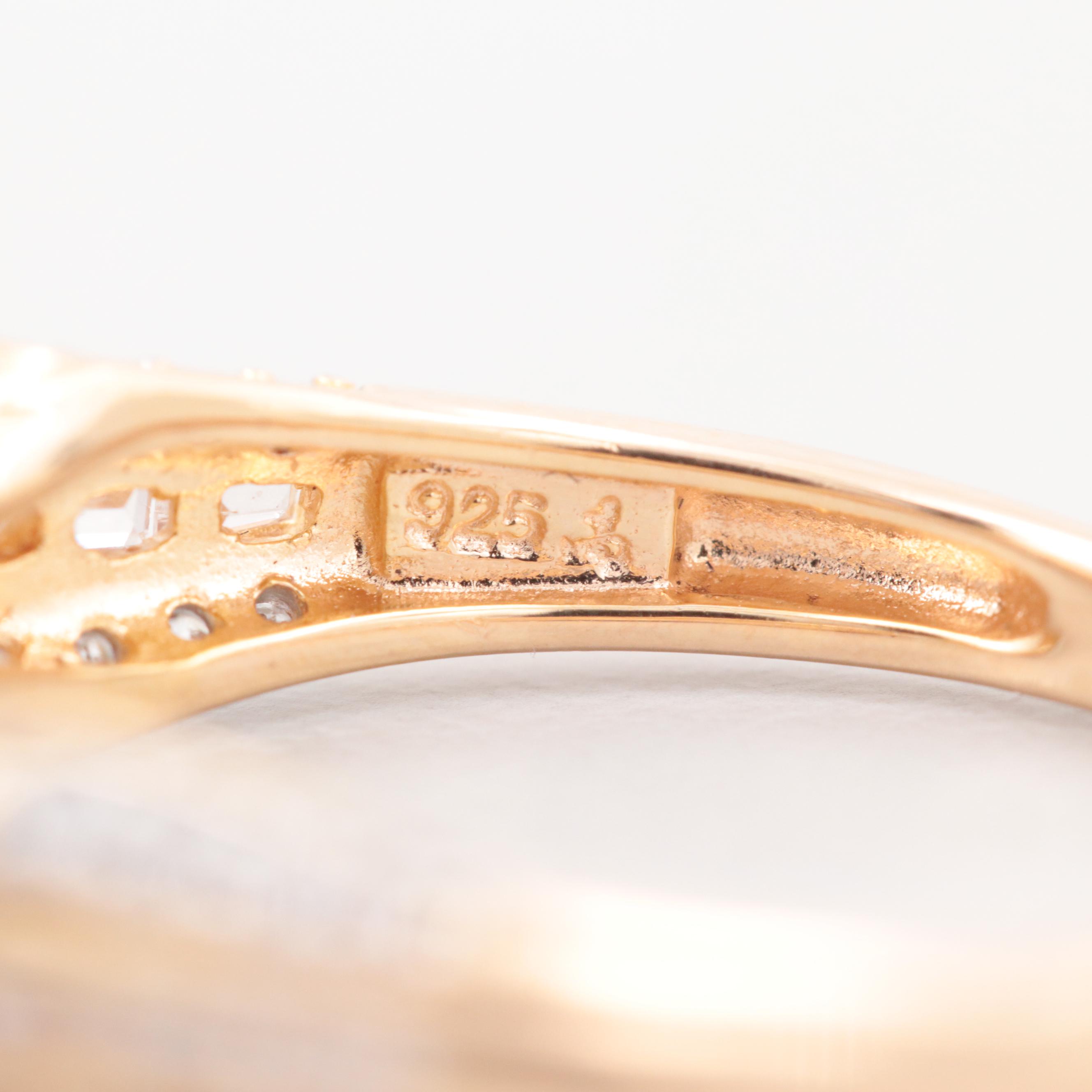 Gold Wash on Sterling Silver Cubic Zirconia Ring