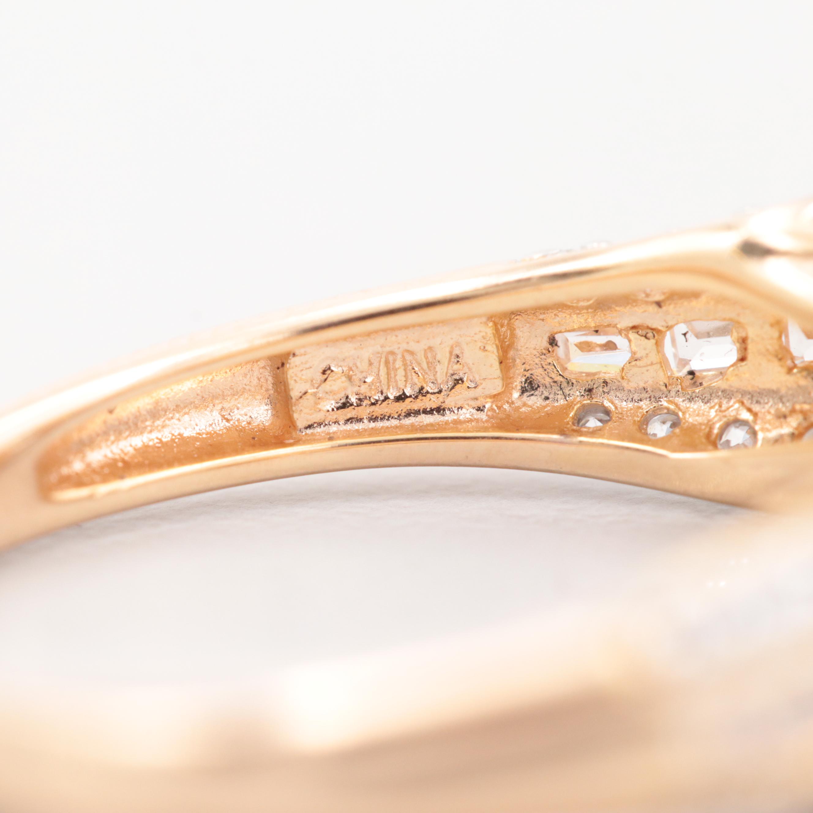 Gold Wash on Sterling Silver Cubic Zirconia Ring