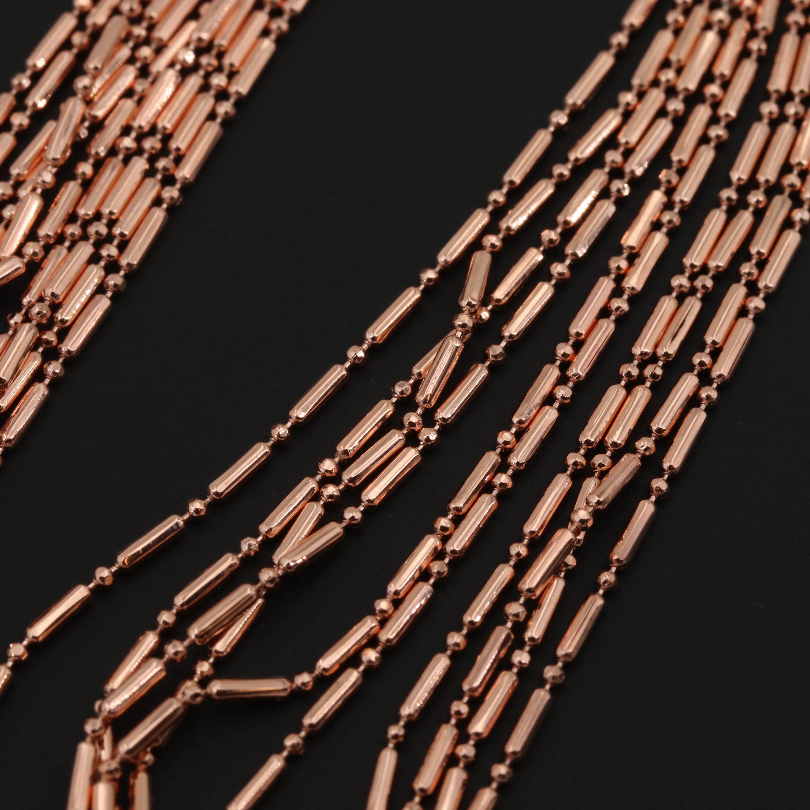 Rose Tone Fancy Link Chain Necklaces