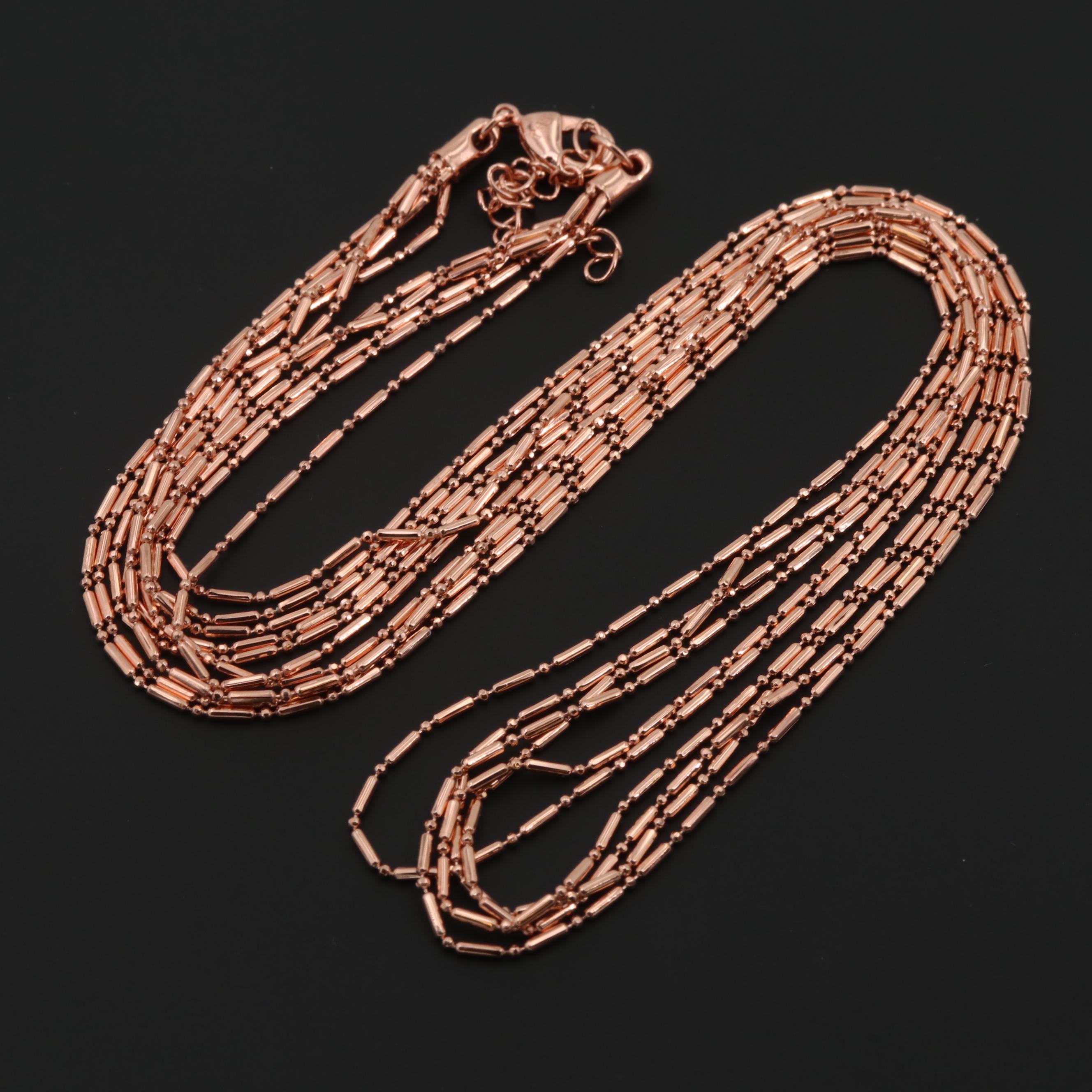 Rose Tone Fancy Link Chain Necklaces