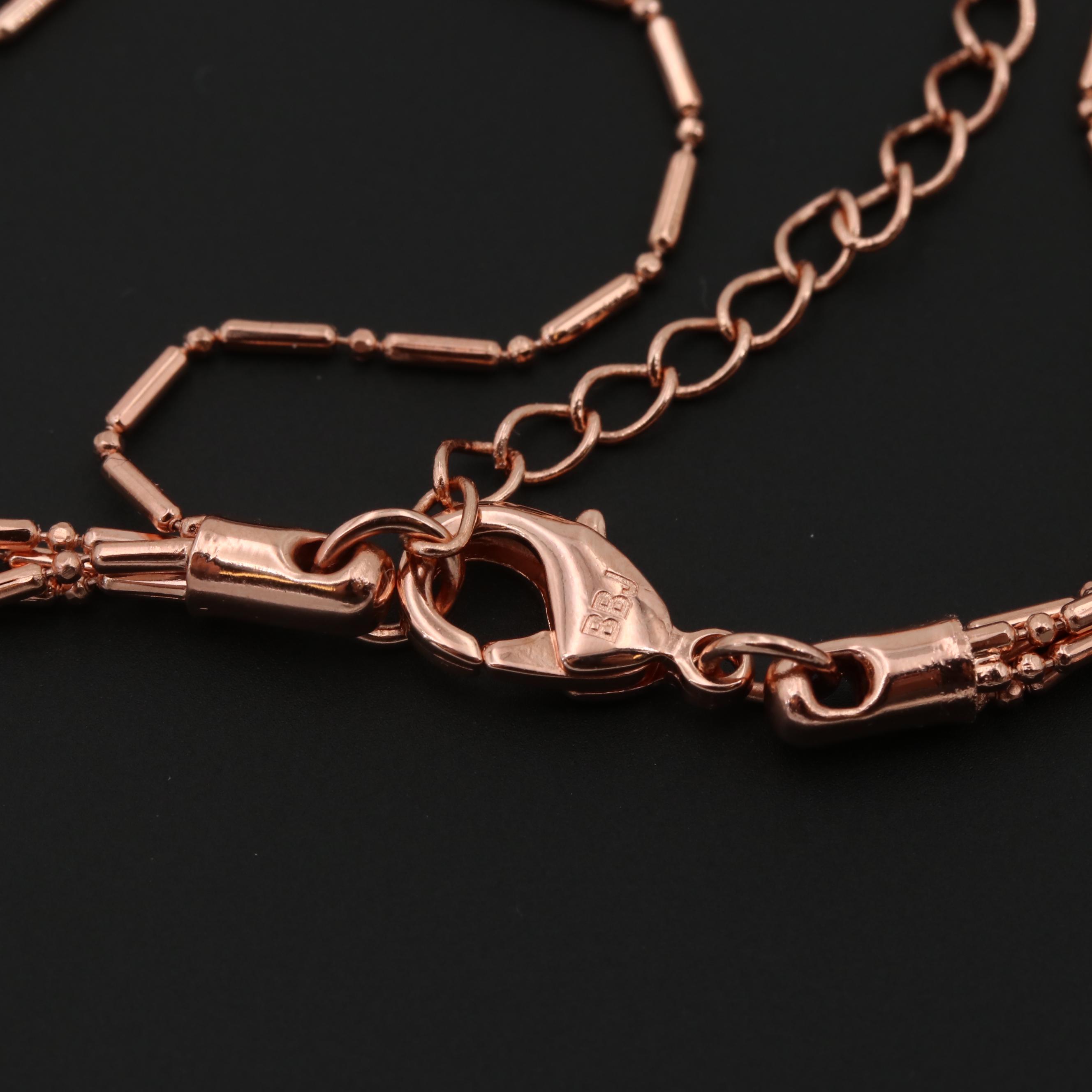 Rose Tone Fancy Link Chain Necklaces