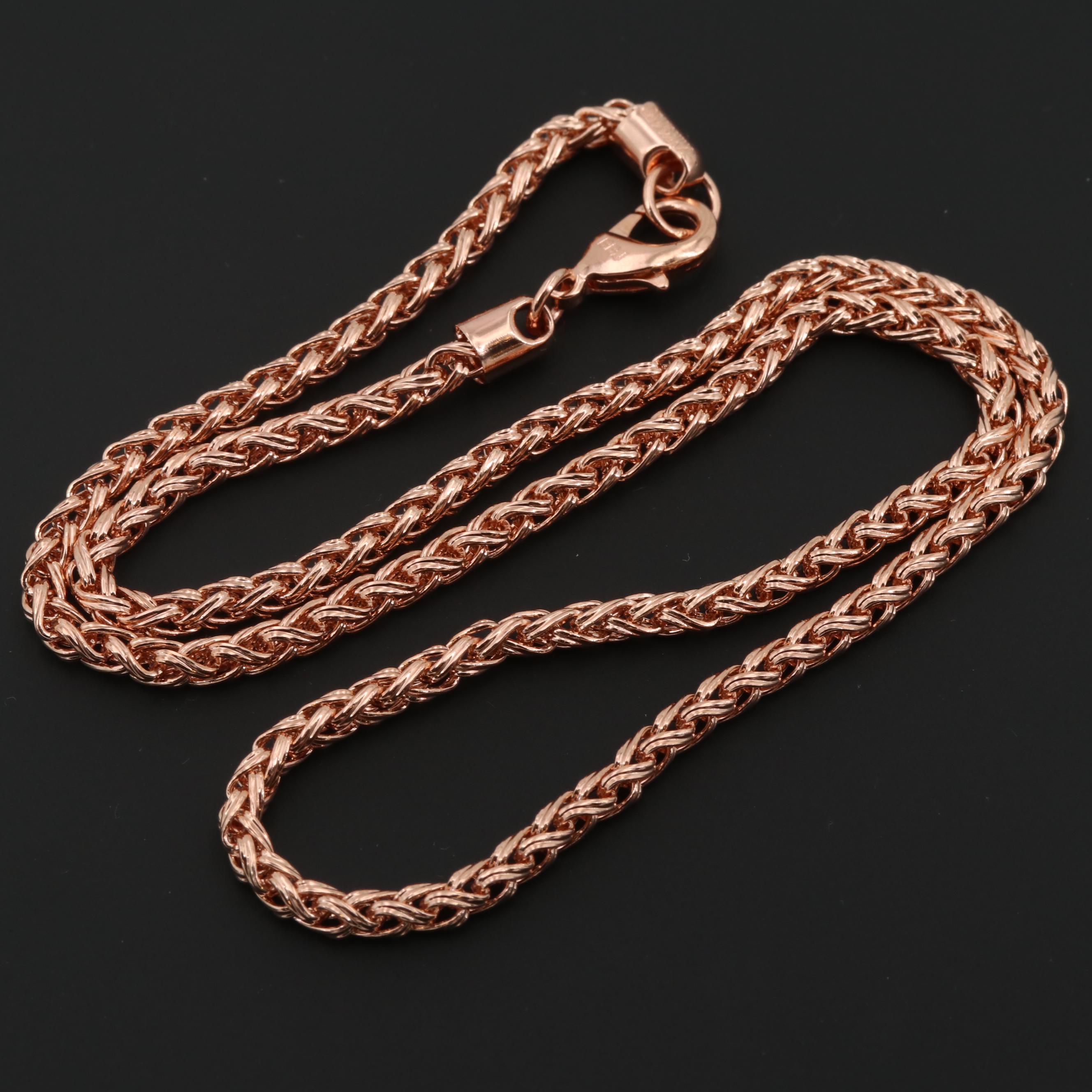 Rose Tone Fancy Link Chain Necklaces