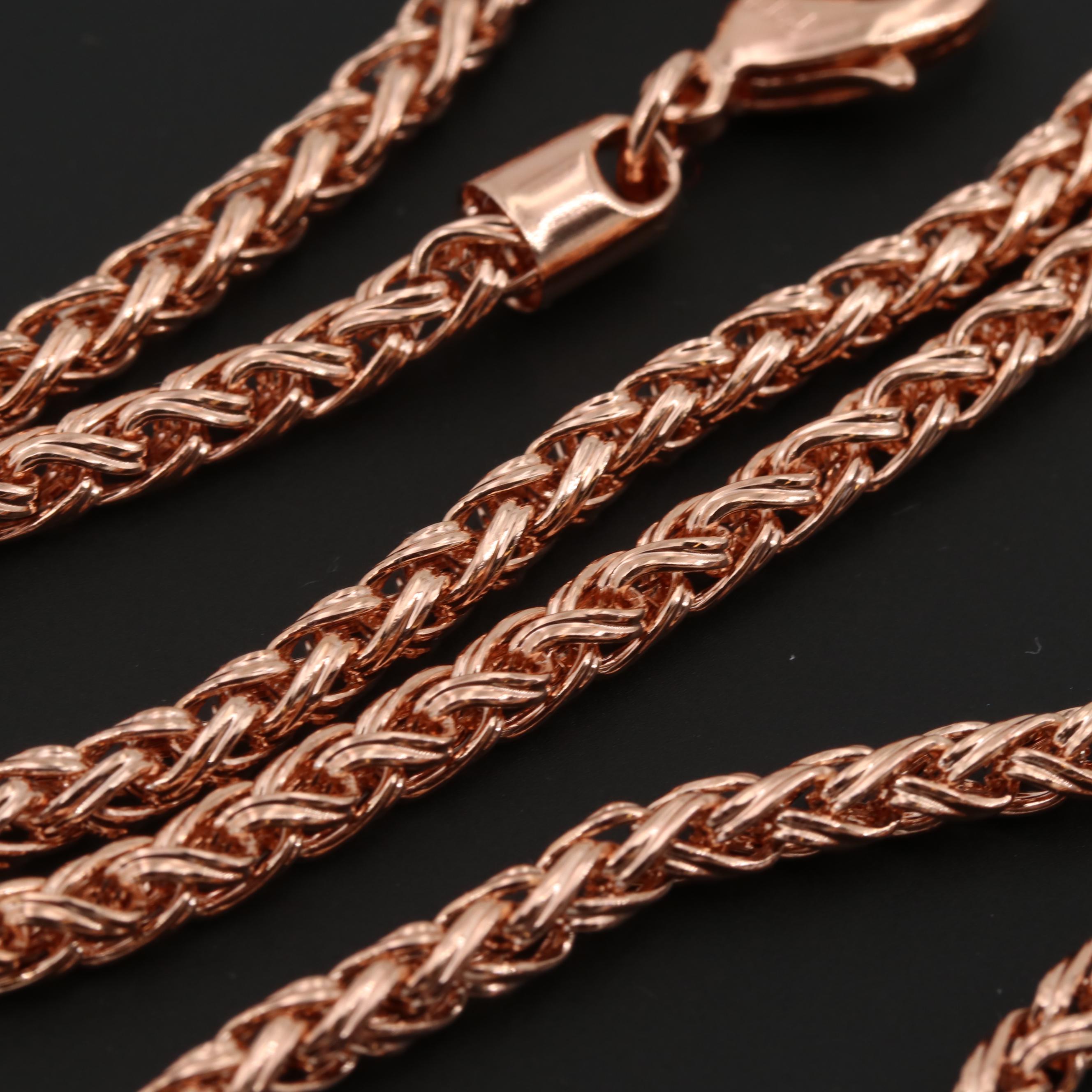 Rose Tone Fancy Link Chain Necklaces