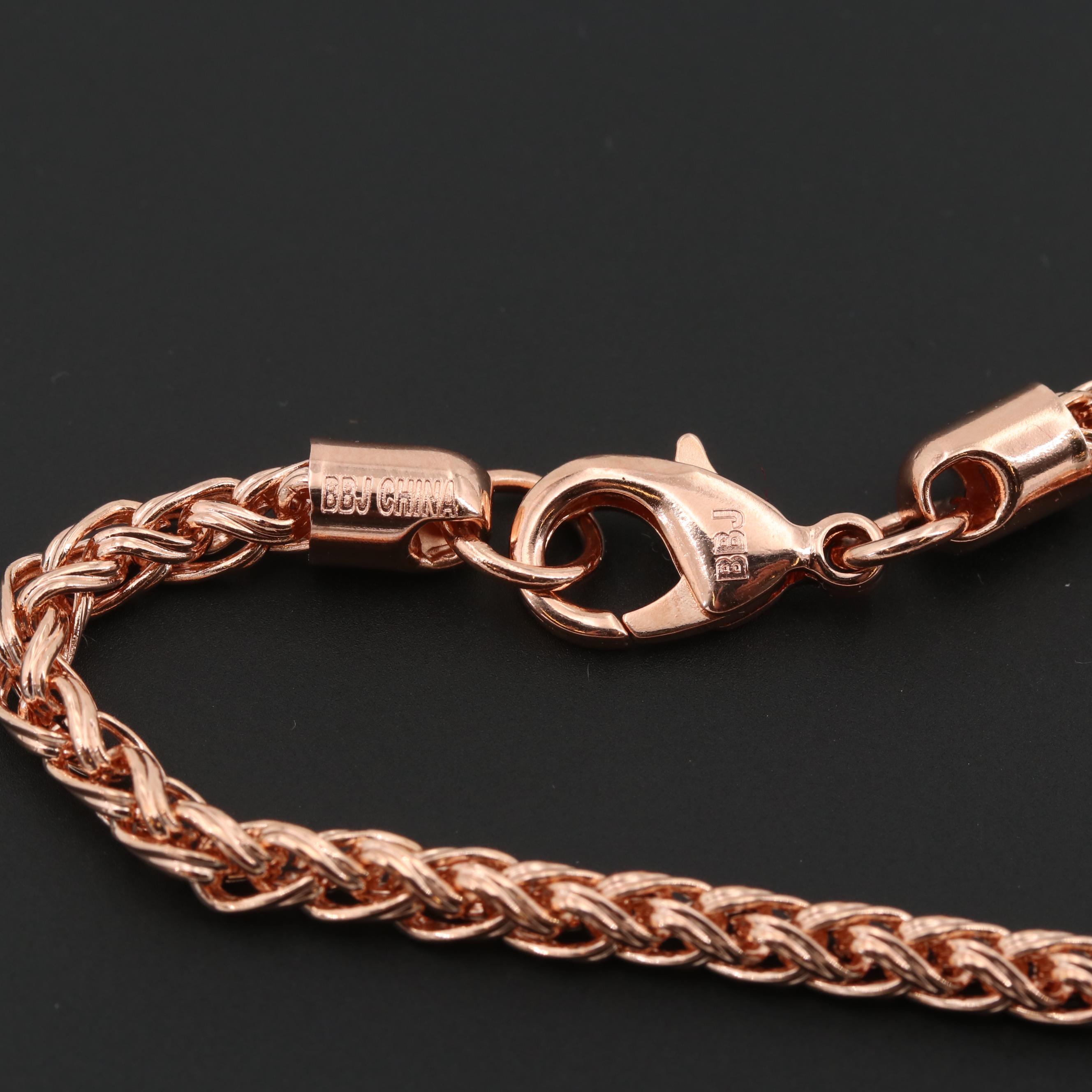 Rose Tone Fancy Link Chain Necklaces
