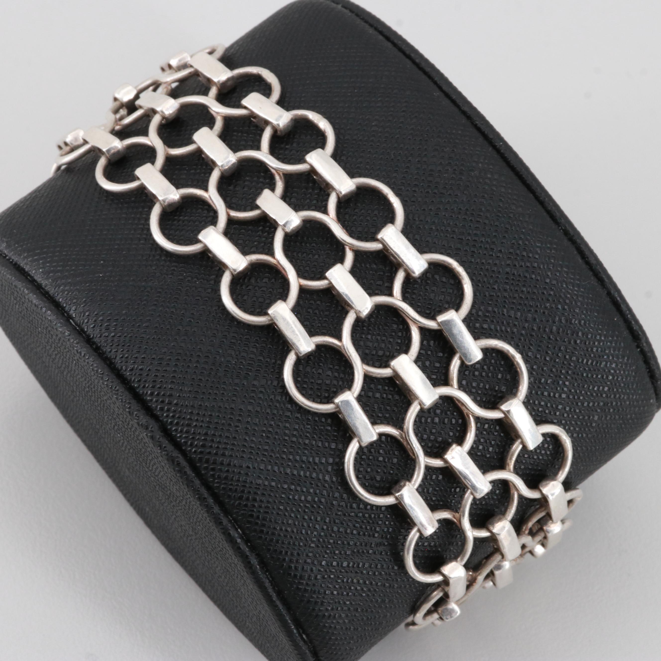 Contemporary Sterling Silver Bracelet