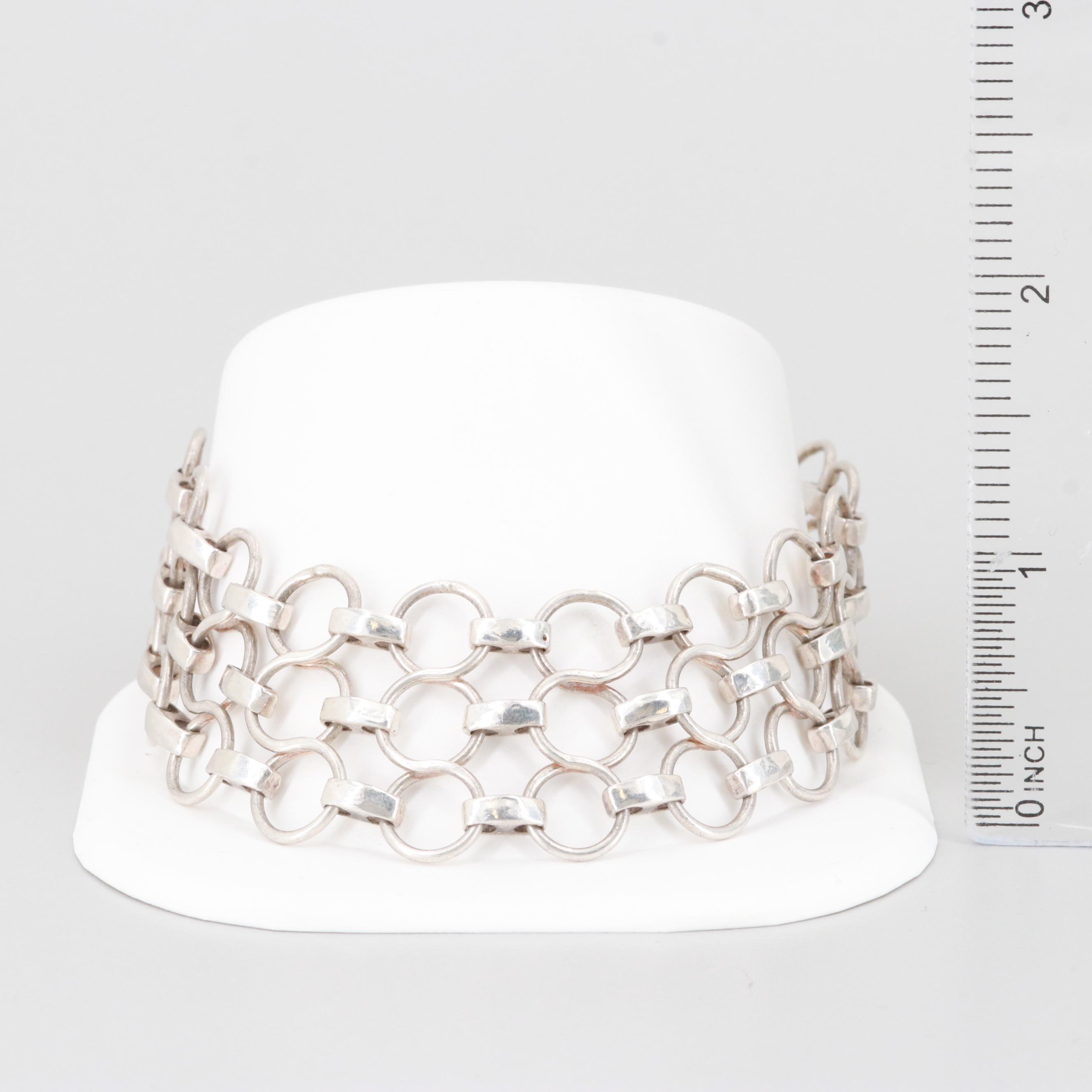 Contemporary Sterling Silver Bracelet