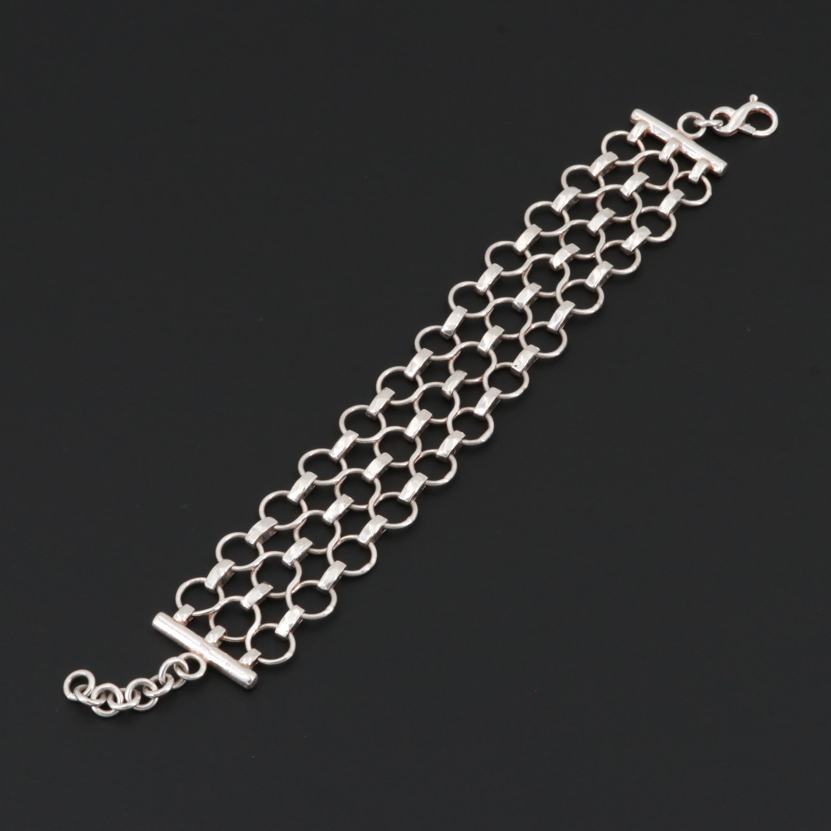 Contemporary Sterling Silver Bracelet