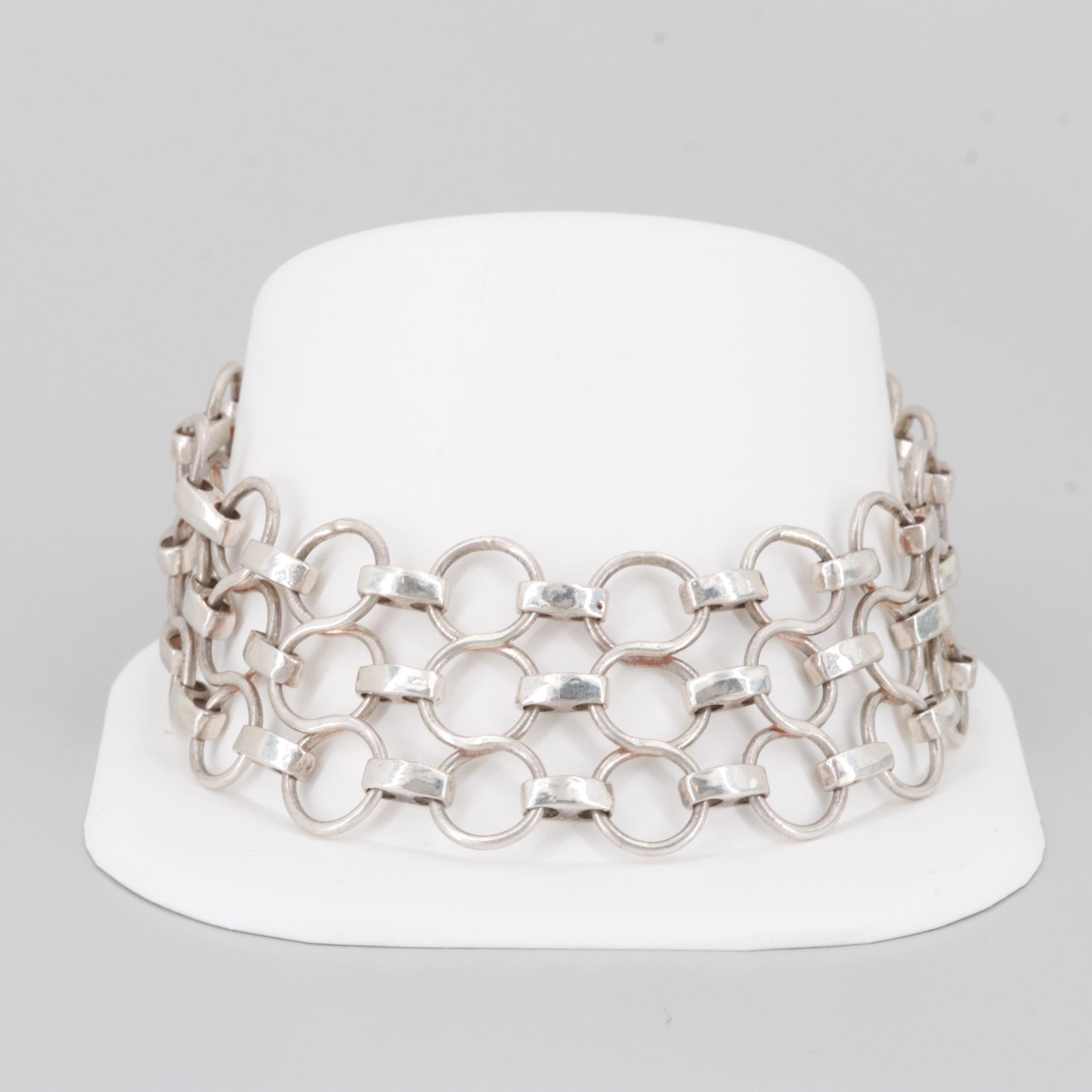 Contemporary Sterling Silver Bracelet