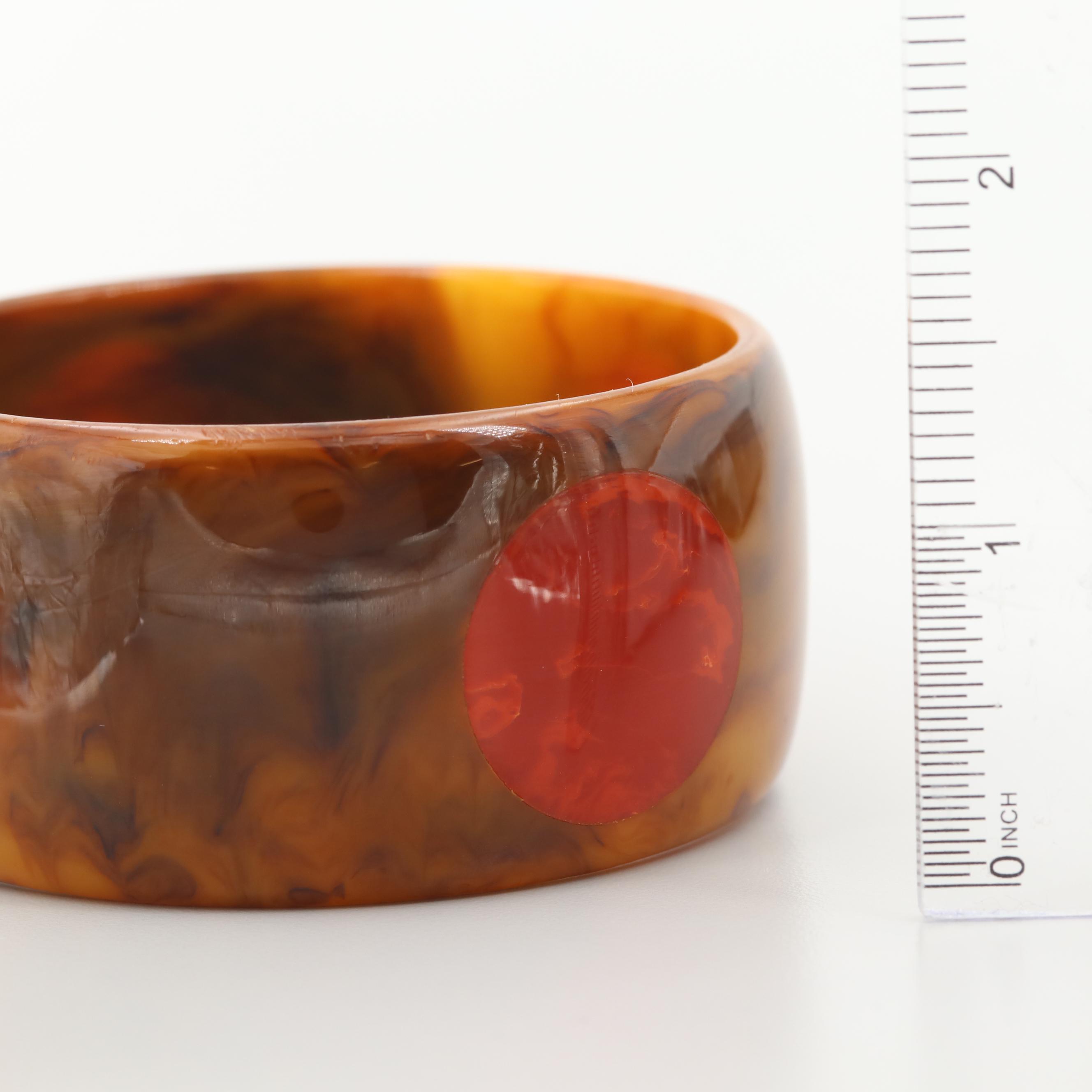 Vintage Marbleized Polka Dot Bakelite Bangle Bracelet