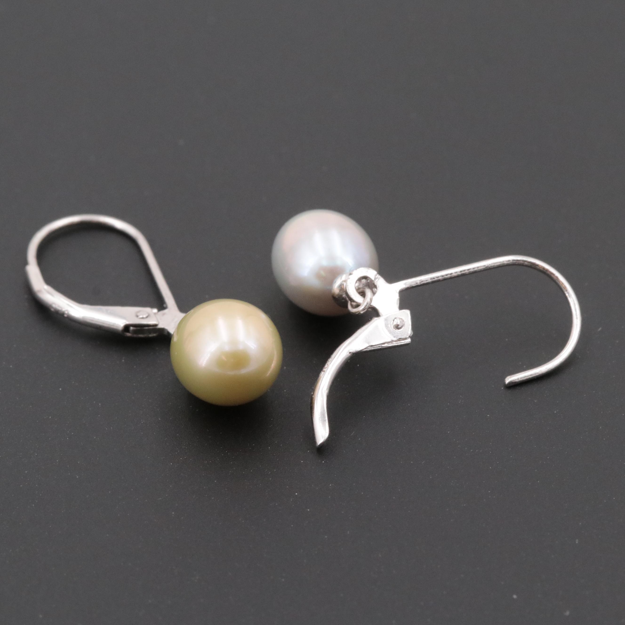 Sterling Silver Cultured Pearl Dangle Earrings