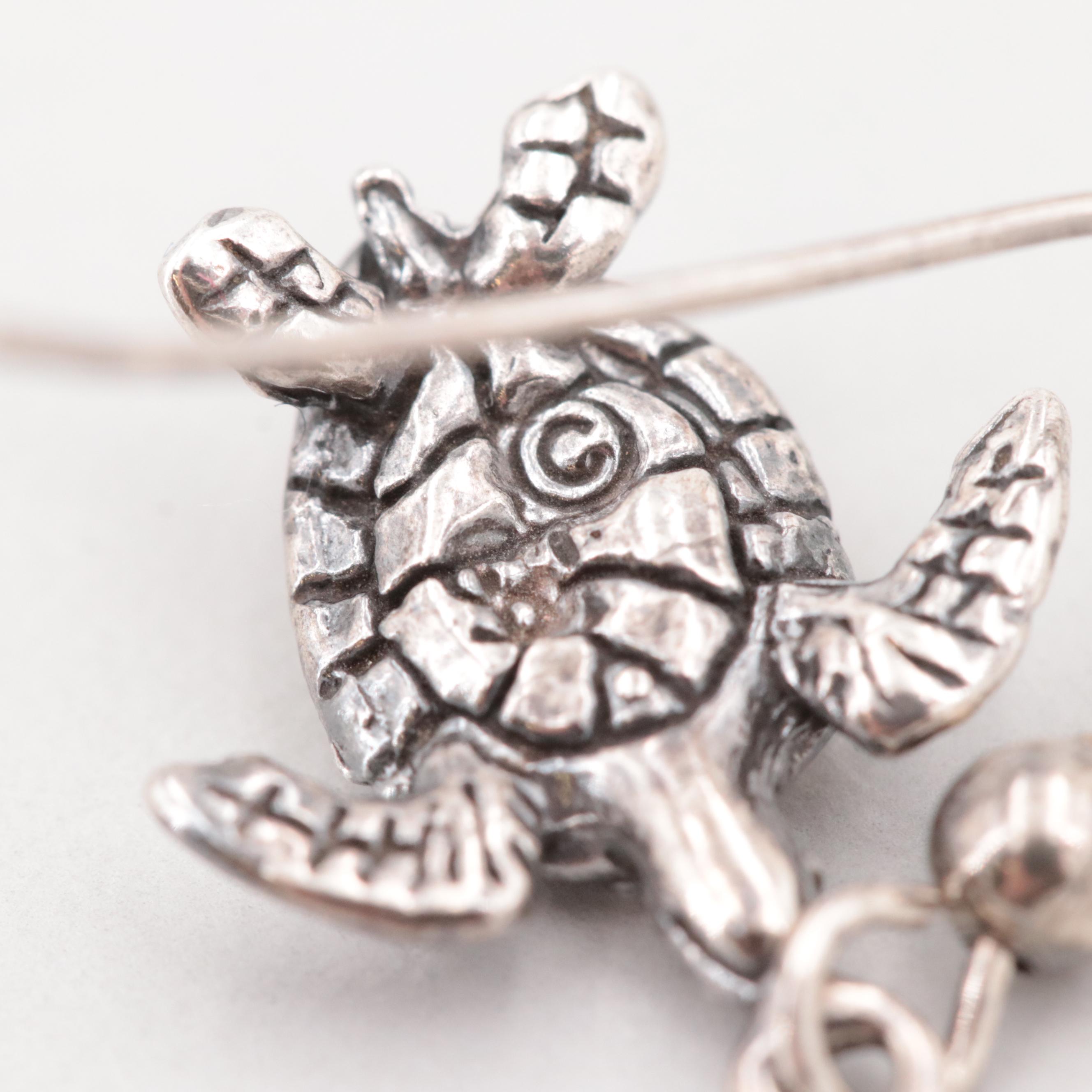 Sterling Silver Turtle Dangle Earrings