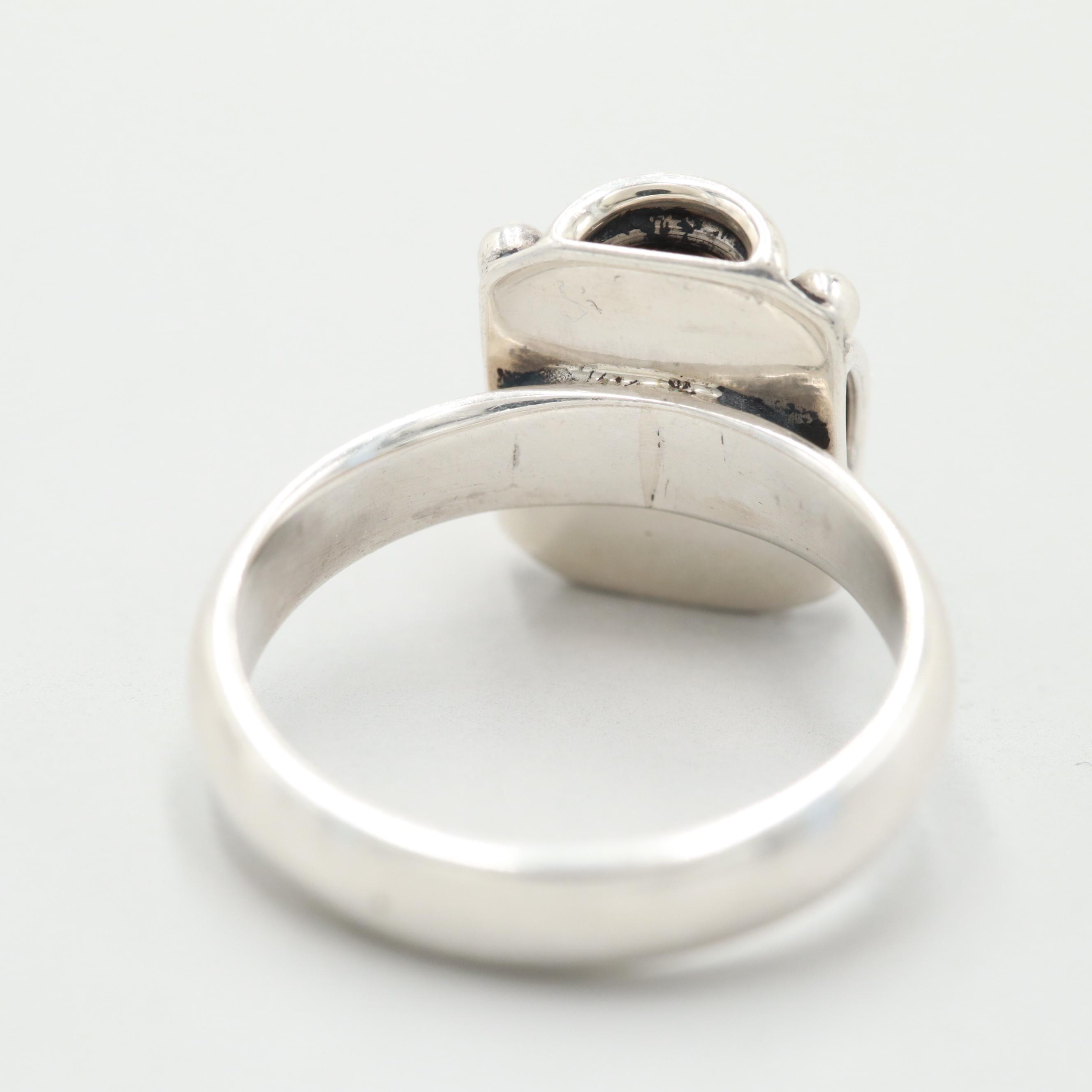 Sterling Silver Amber and Garnet Rings
