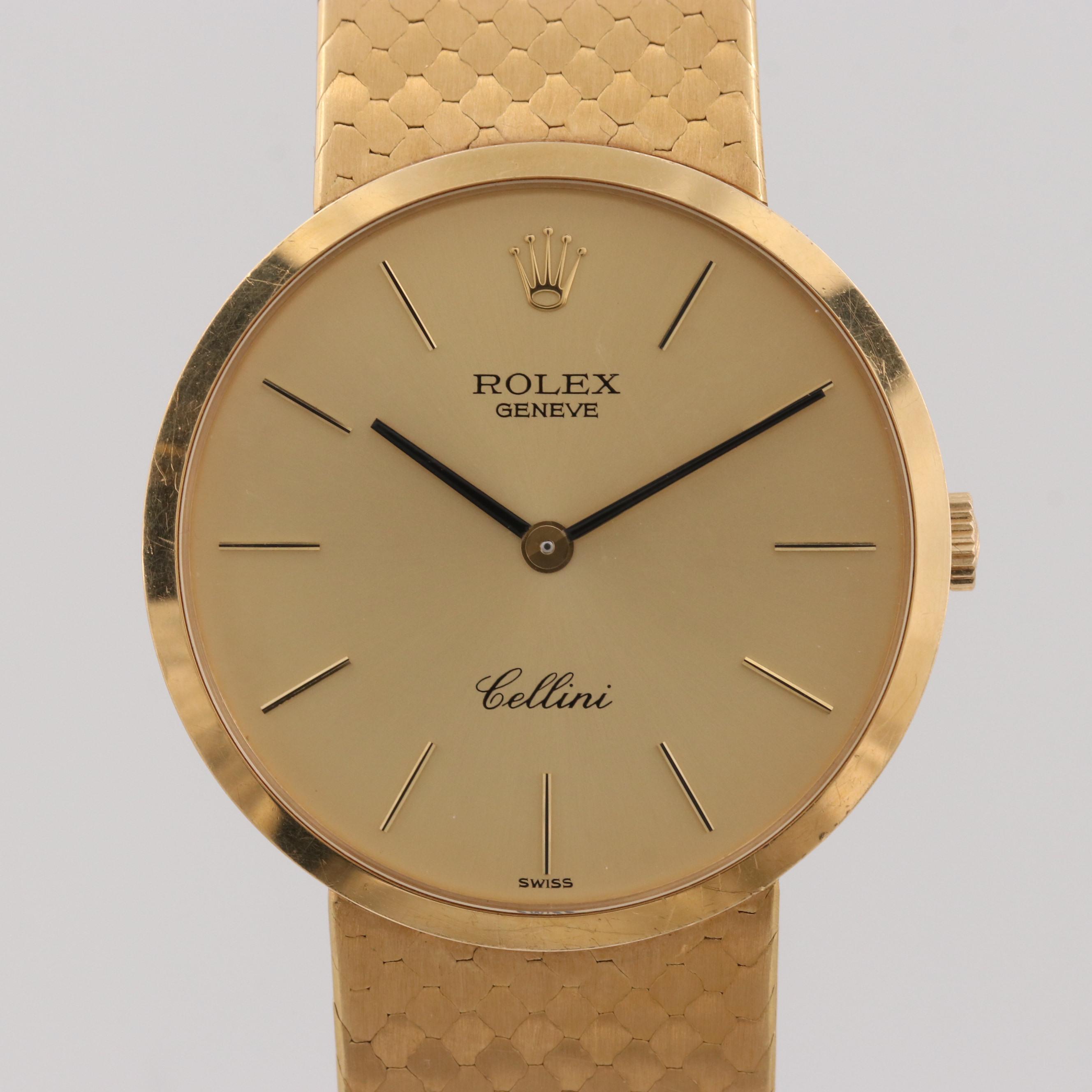 Vintage Rolex Cellini 18k Yellow Gold Stem Wind Watch, 1976