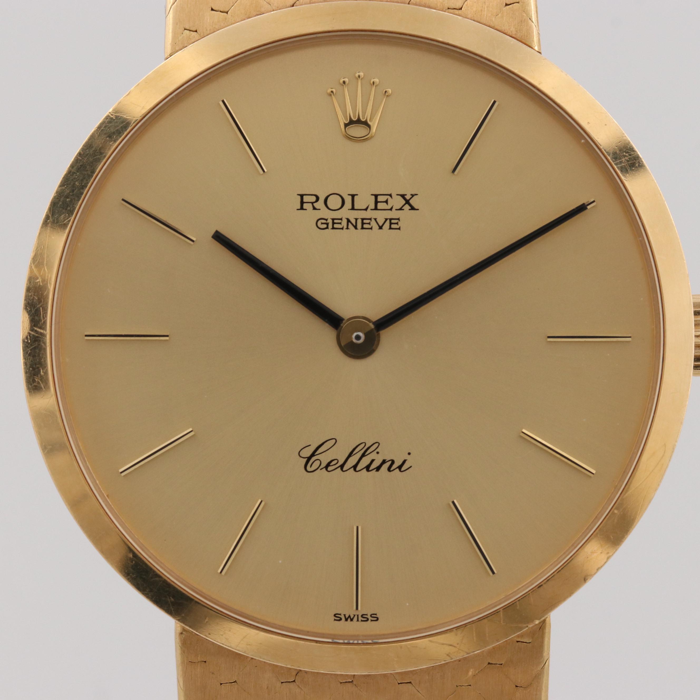 Vintage Rolex Cellini 18k Yellow Gold Stem Wind Watch, 1976