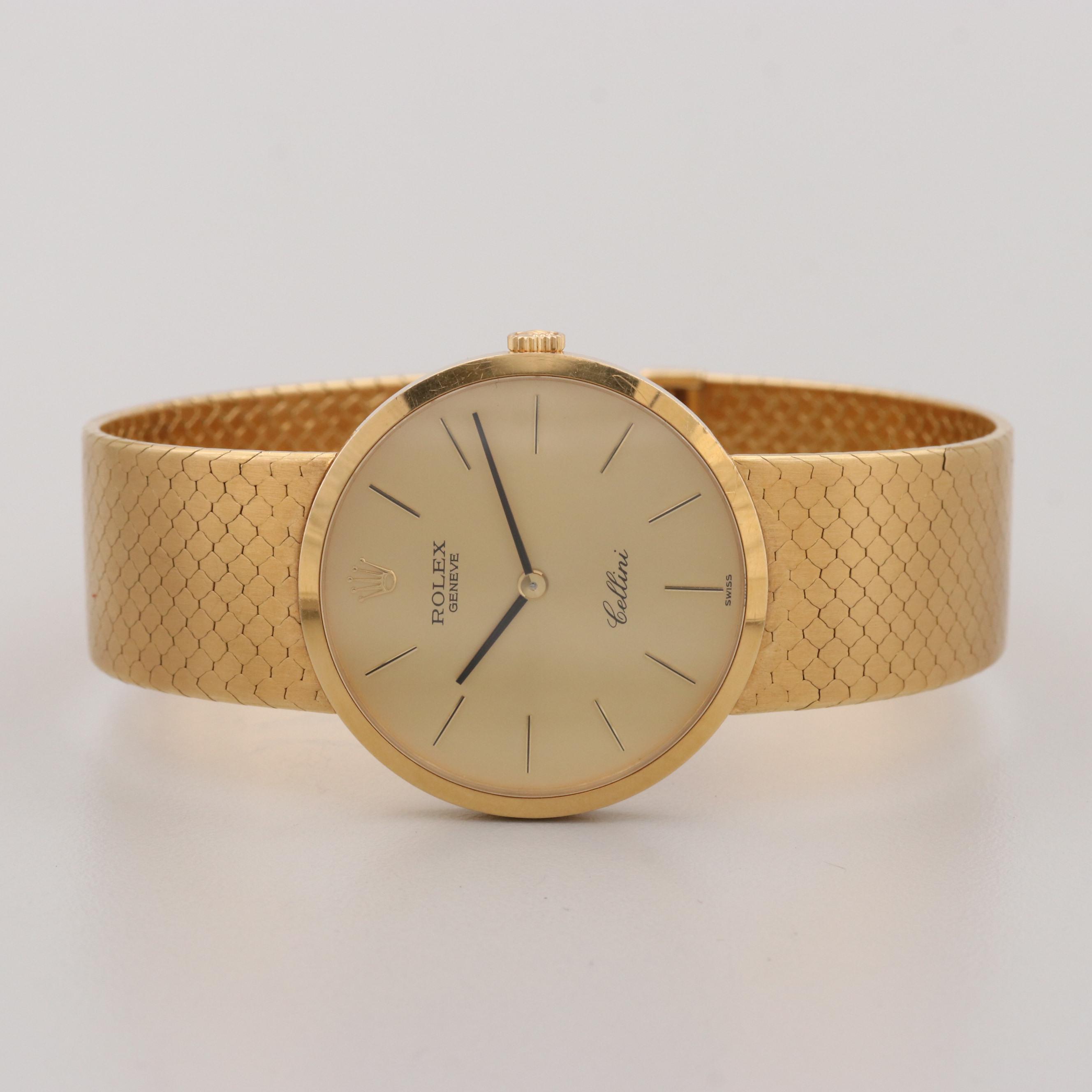 Vintage Rolex Cellini 18k Yellow Gold Stem Wind Watch, 1976