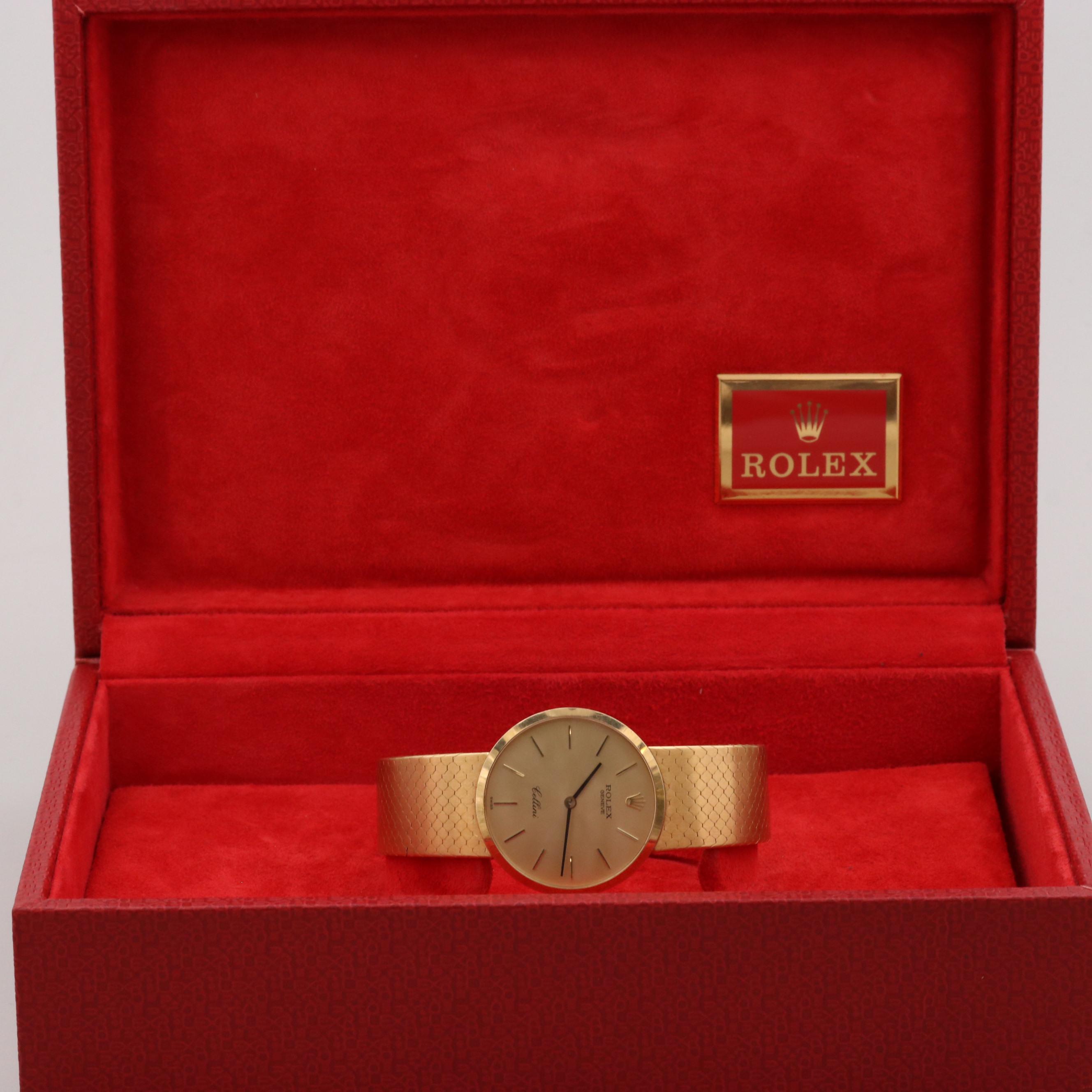 Vintage Rolex Cellini 18k Yellow Gold Stem Wind Watch, 1976