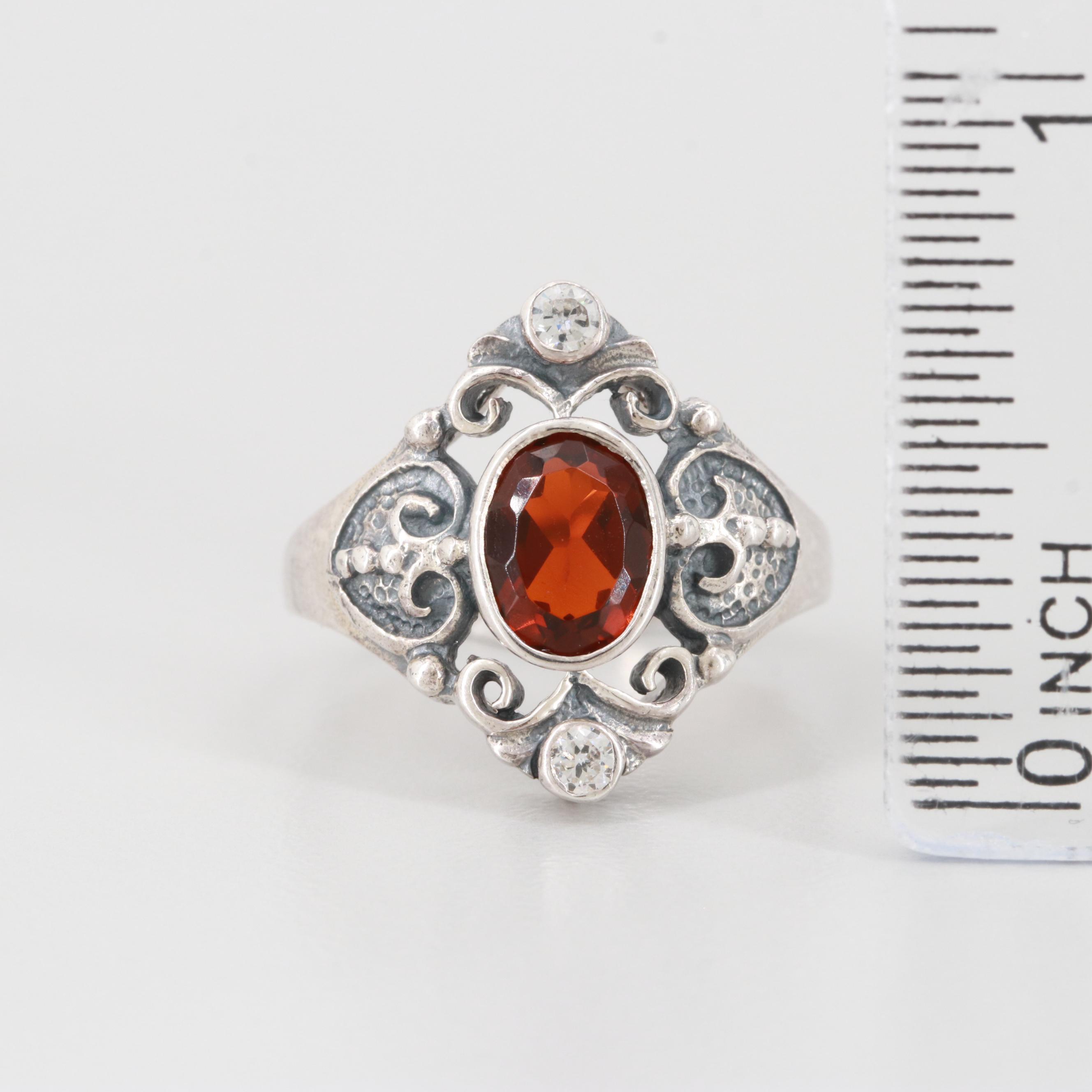 Sterling Silver Cubic Zirconia and Glass Rings