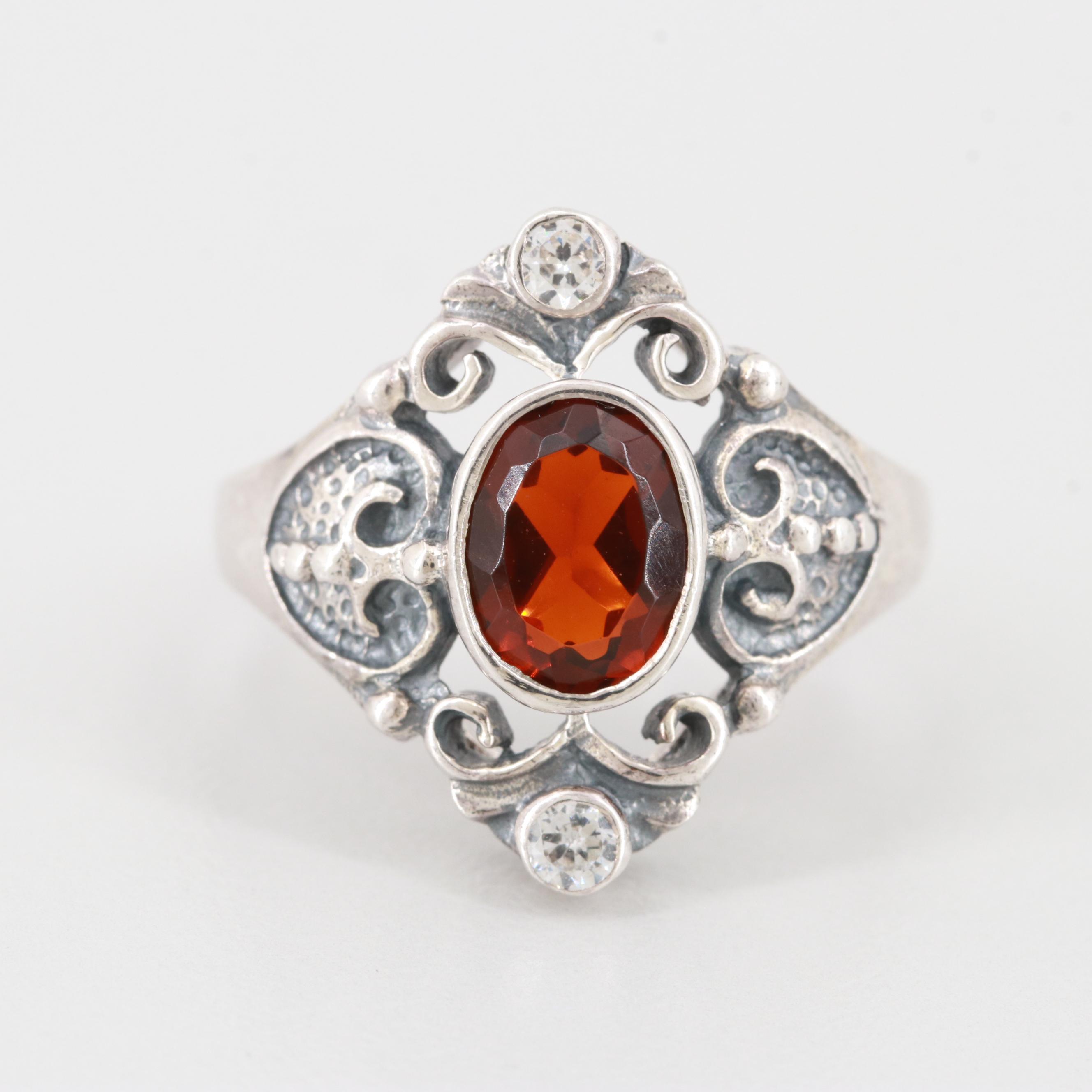 Sterling Silver Cubic Zirconia and Glass Rings