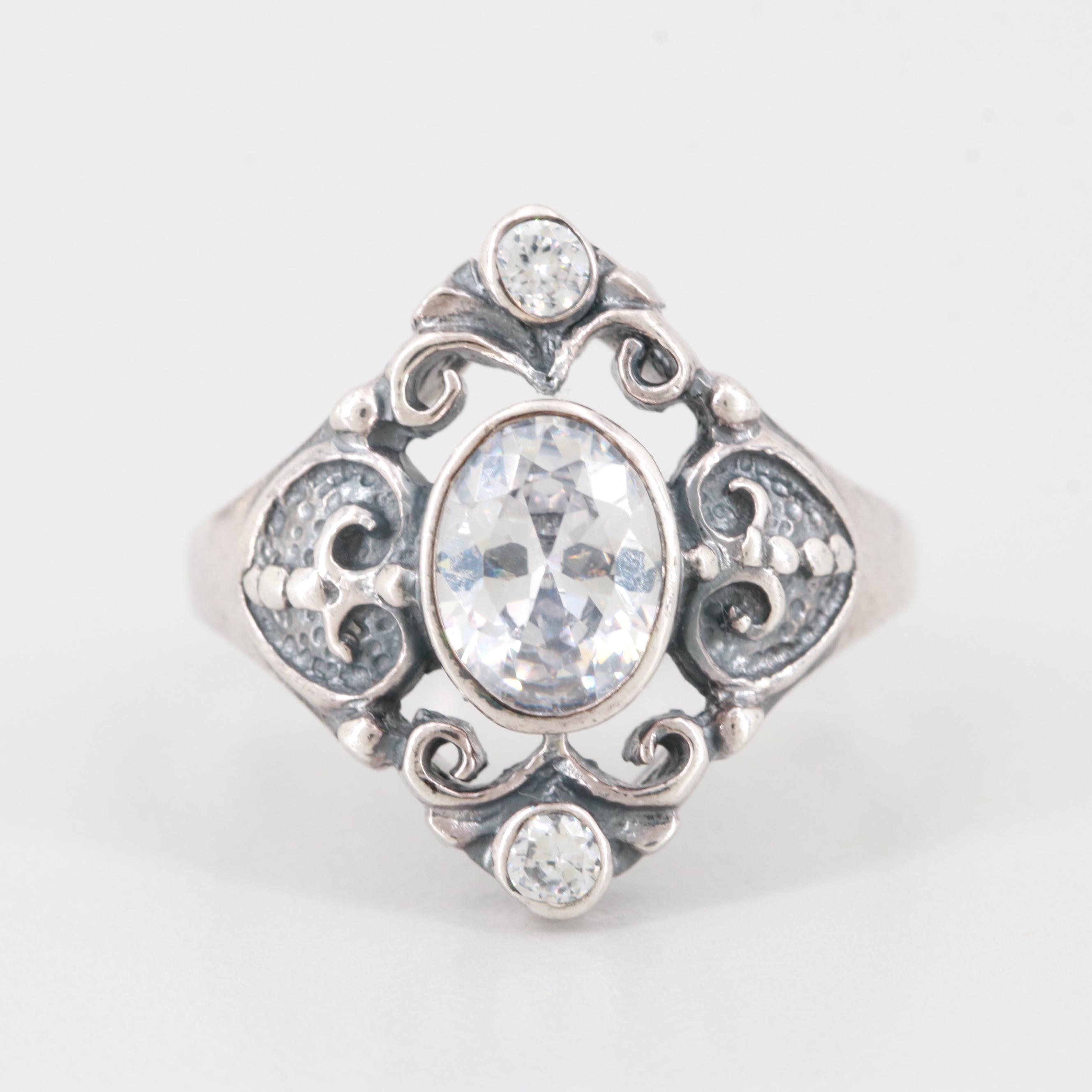 Sterling Silver Cubic Zirconia and Glass Rings