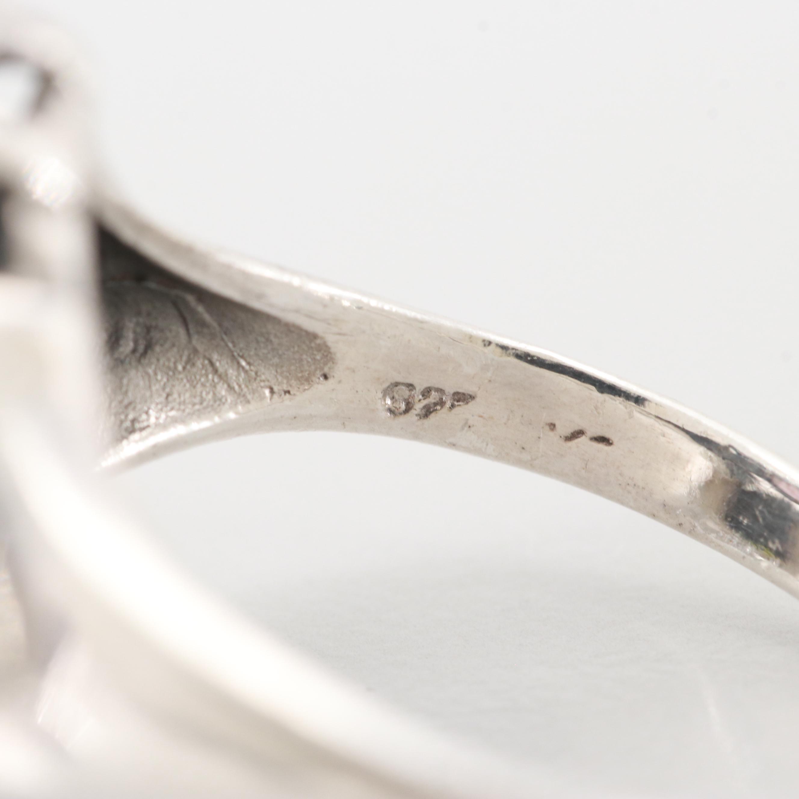 Sterling Silver Cubic Zirconia and Glass Rings