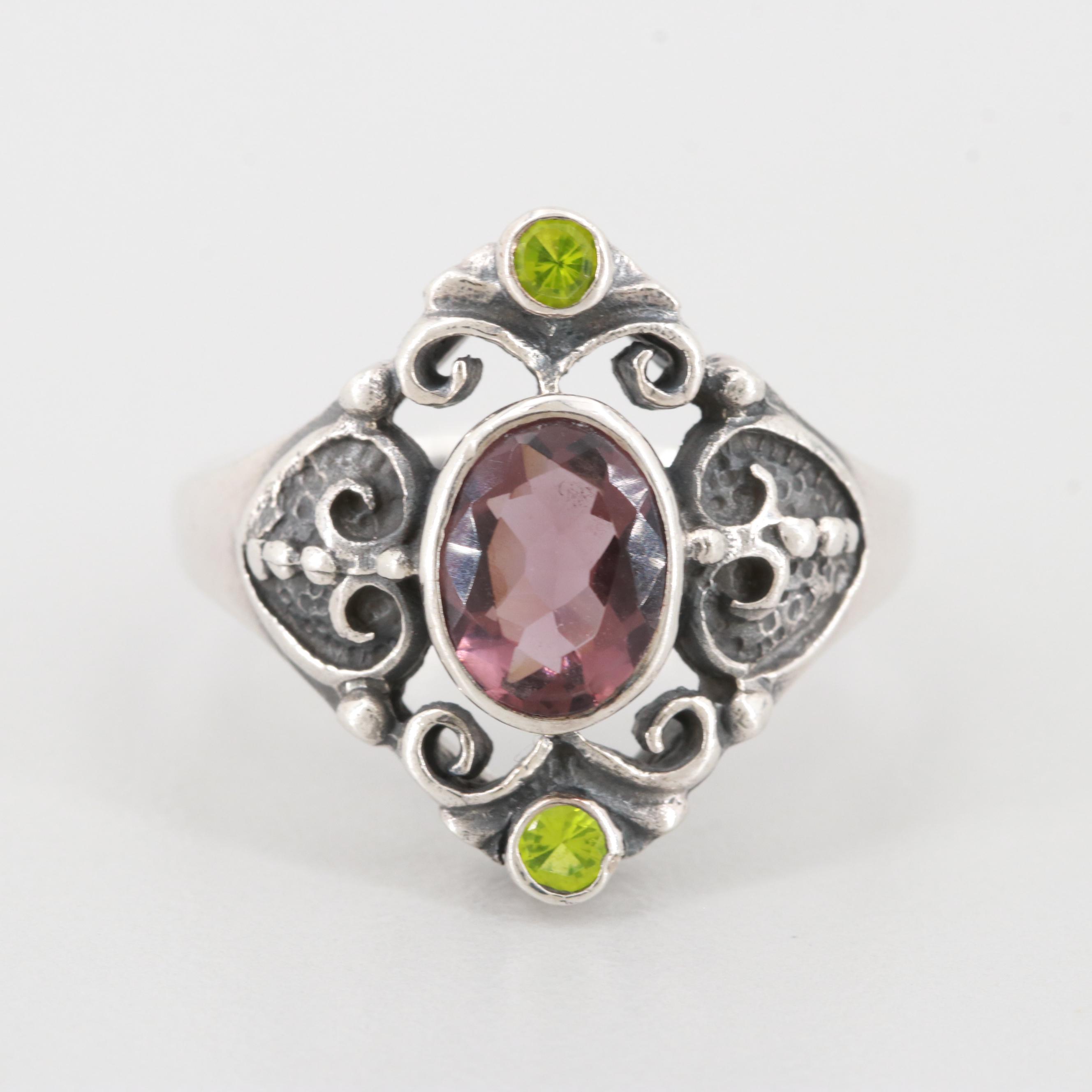 Sterling Silver Cubic Zirconia and Glass Rings