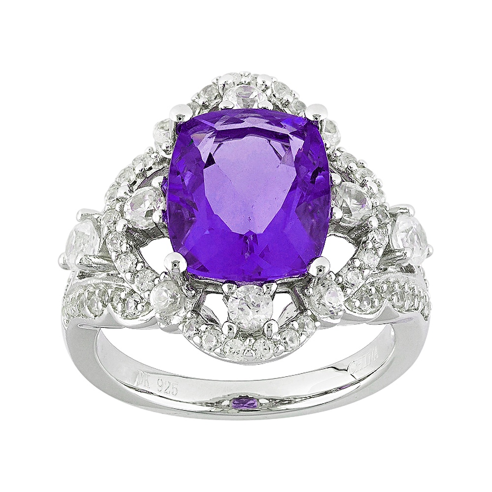 Sterling Silver Color Change Fluorite and Zircon Ring