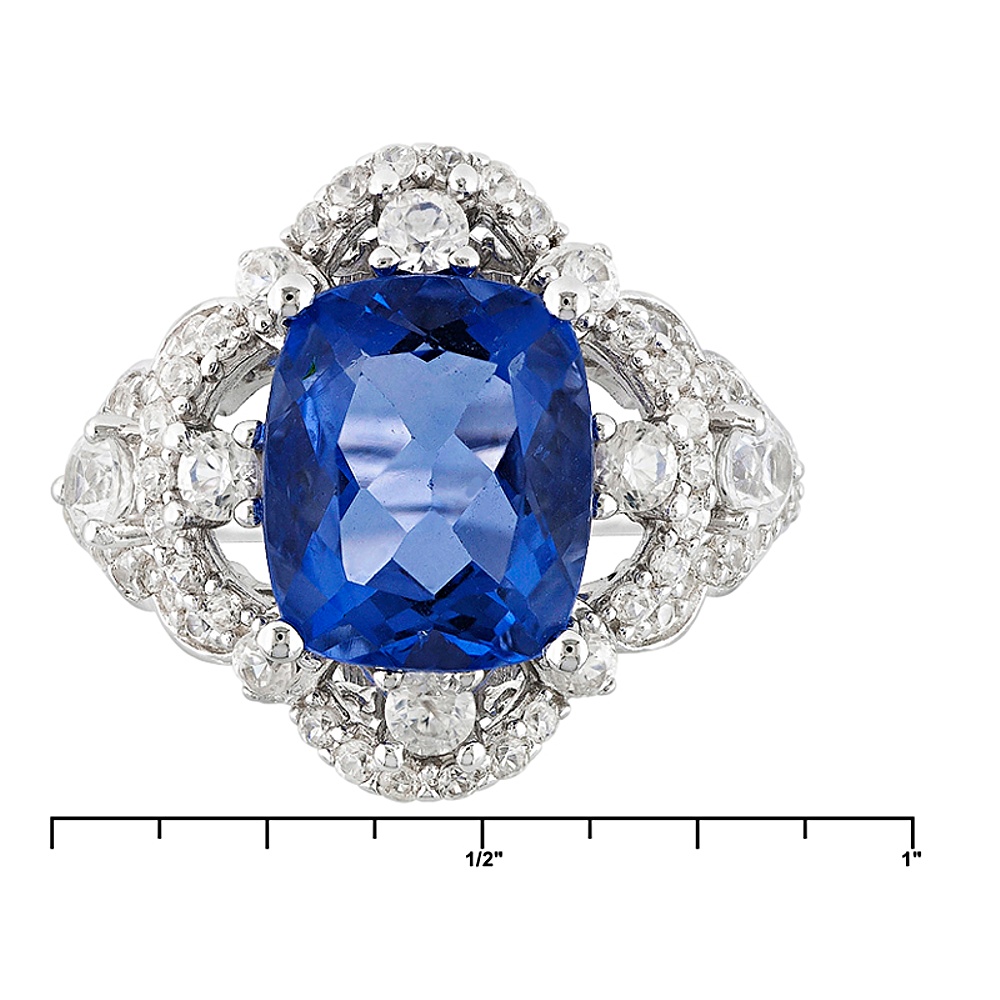 Sterling Silver Color Change Fluorite and Zircon Ring