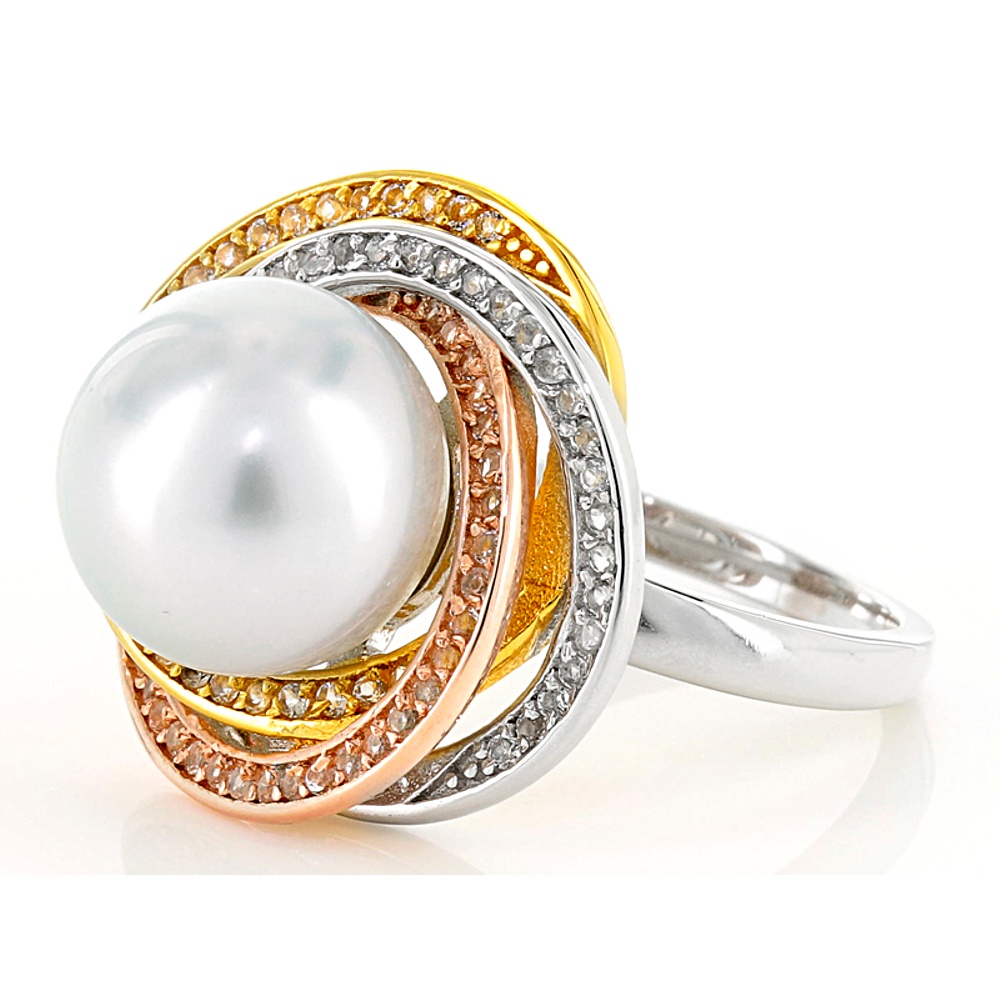Sterling Silver Cultured Pearl and Topaz Ring