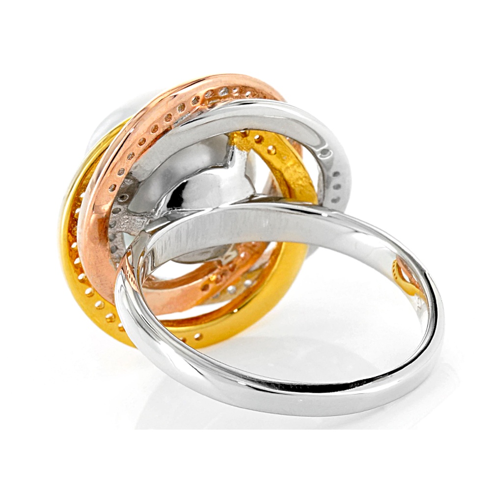 Sterling Silver Cultured Pearl and Topaz Ring