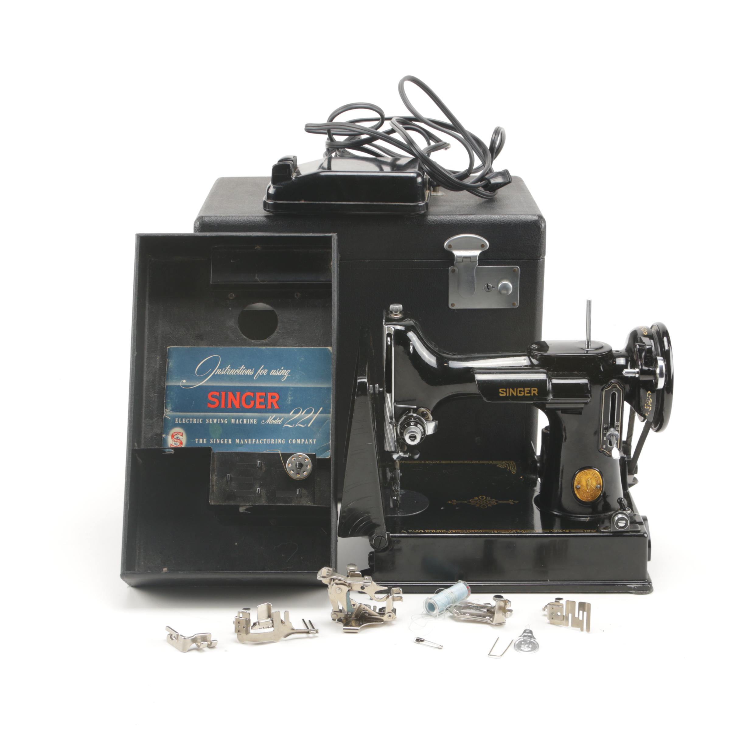 Singer Electric Sewing Machine Model 221, circa 1930's