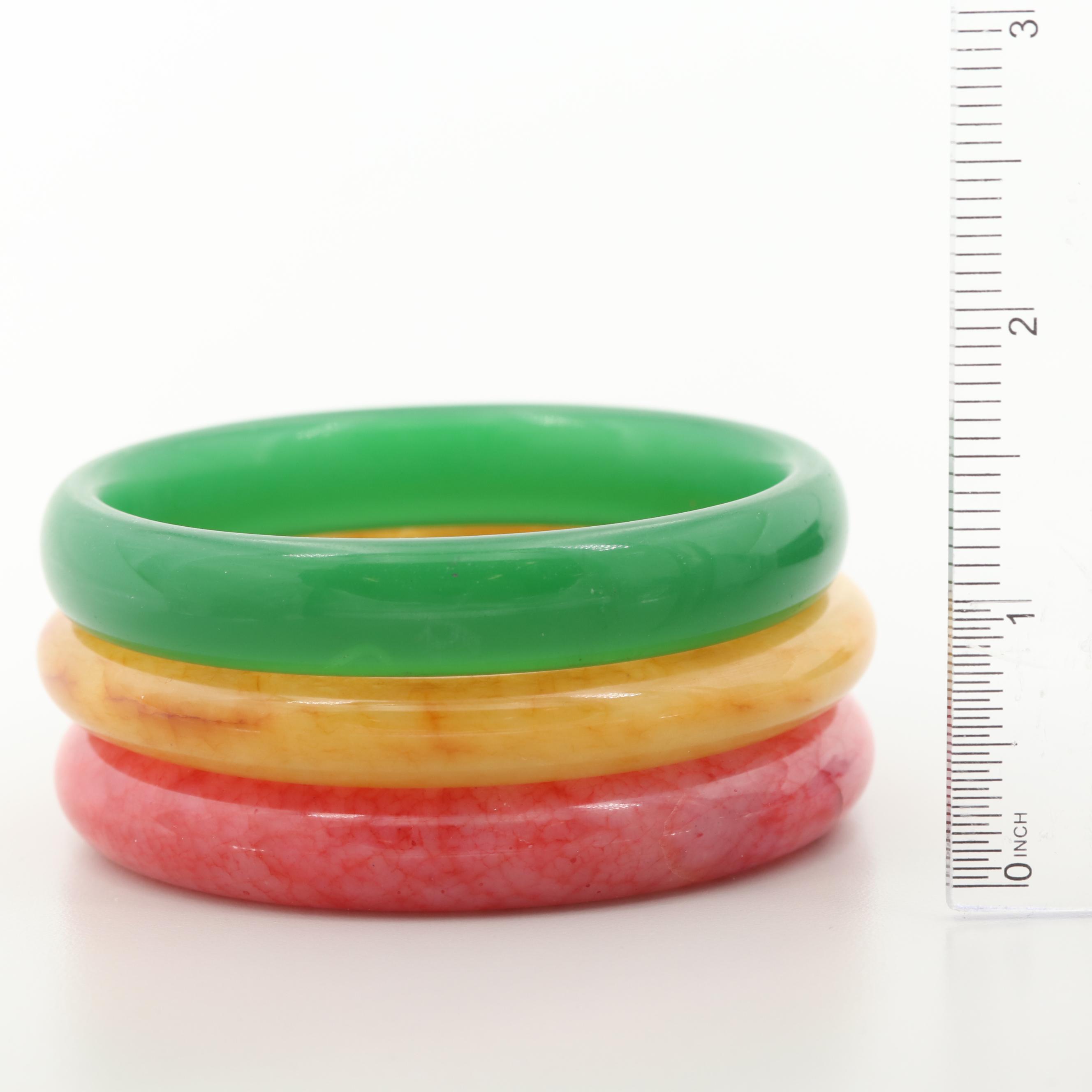 Quartz and Glass Bangle Bracelets