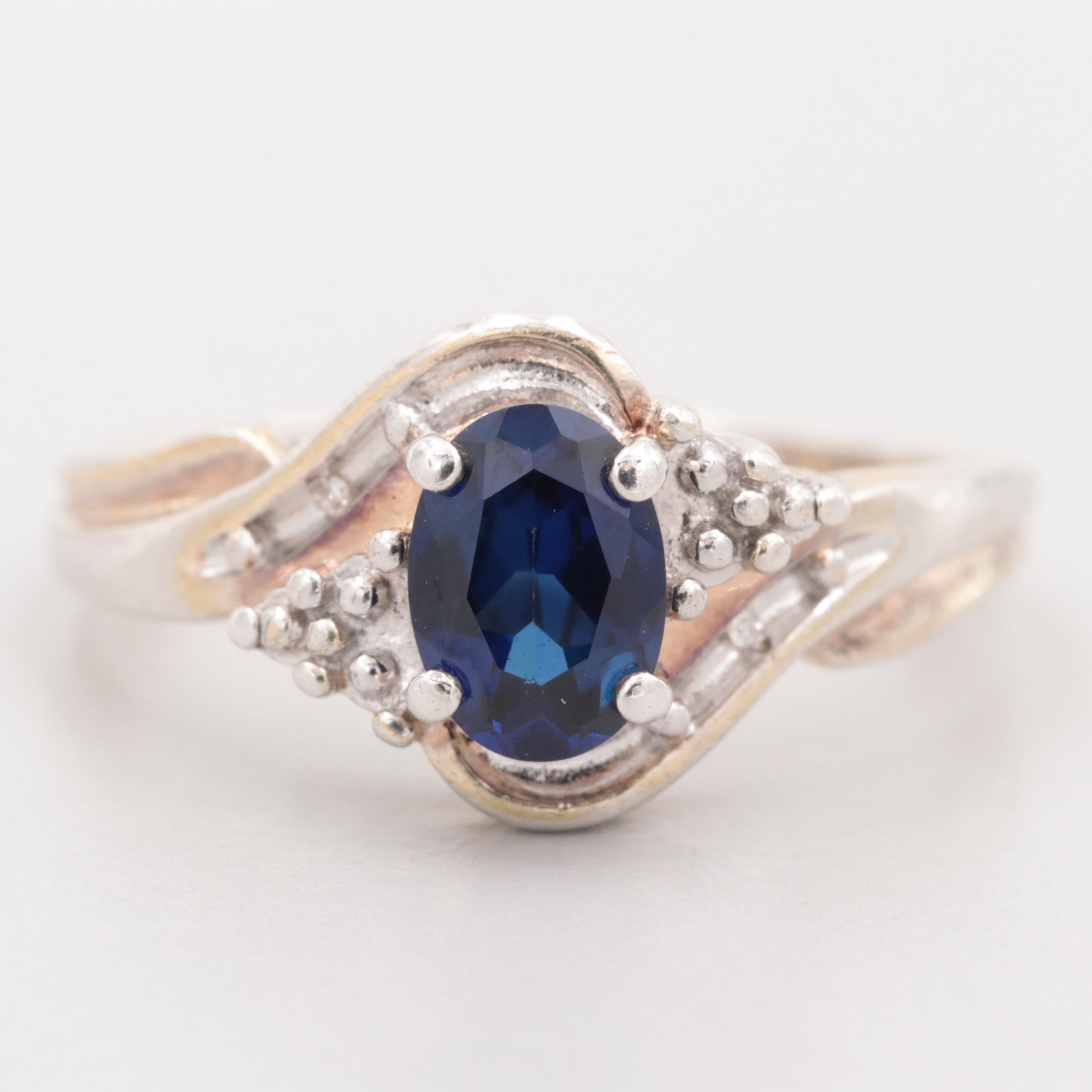 Sterling Silver Synthetic Blue Sapphire Ring