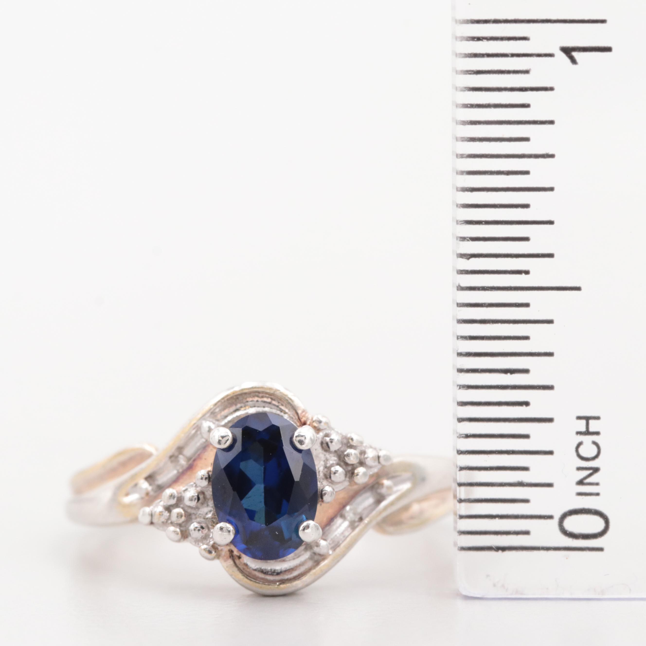 Sterling Silver Synthetic Blue Sapphire Ring