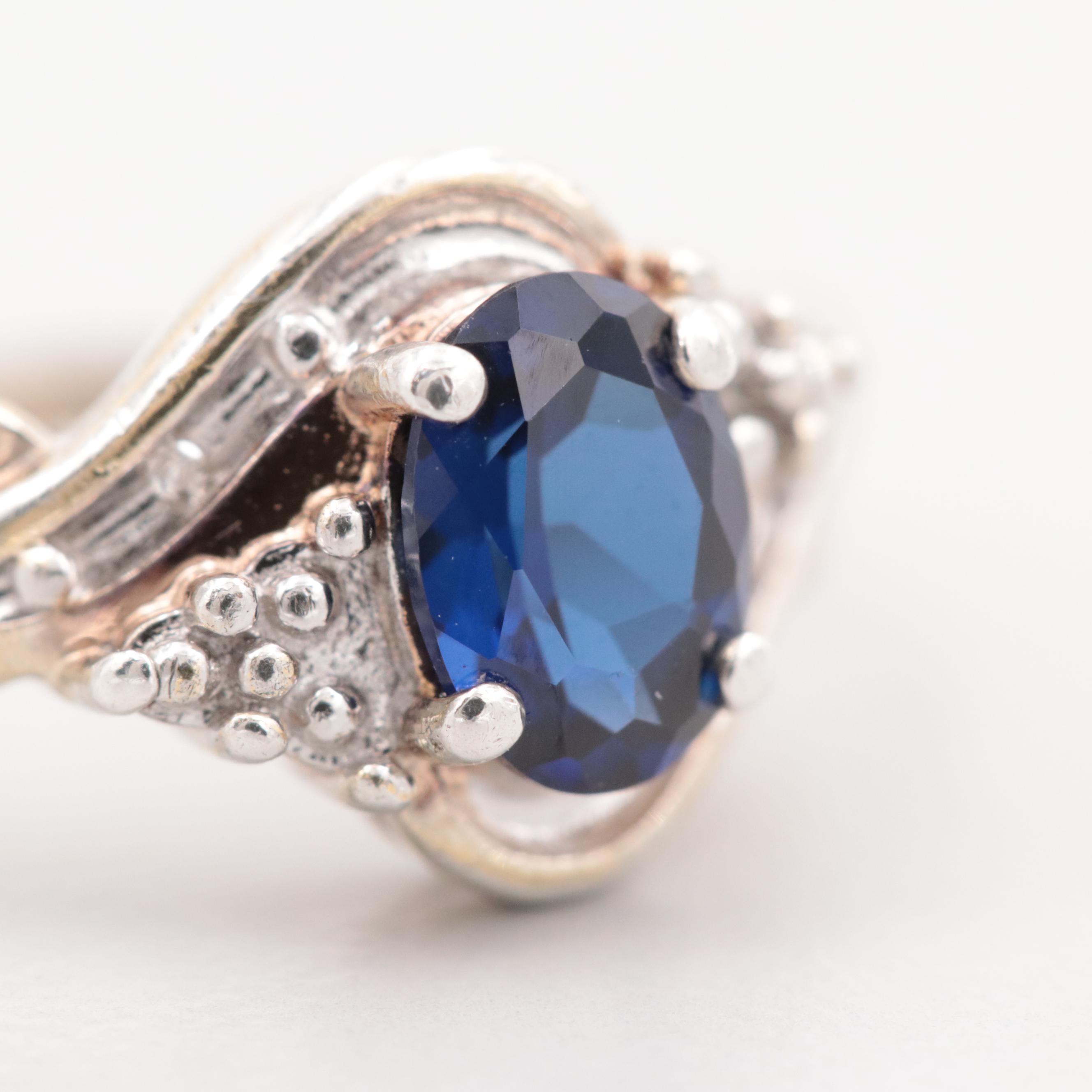 Sterling Silver Synthetic Blue Sapphire Ring