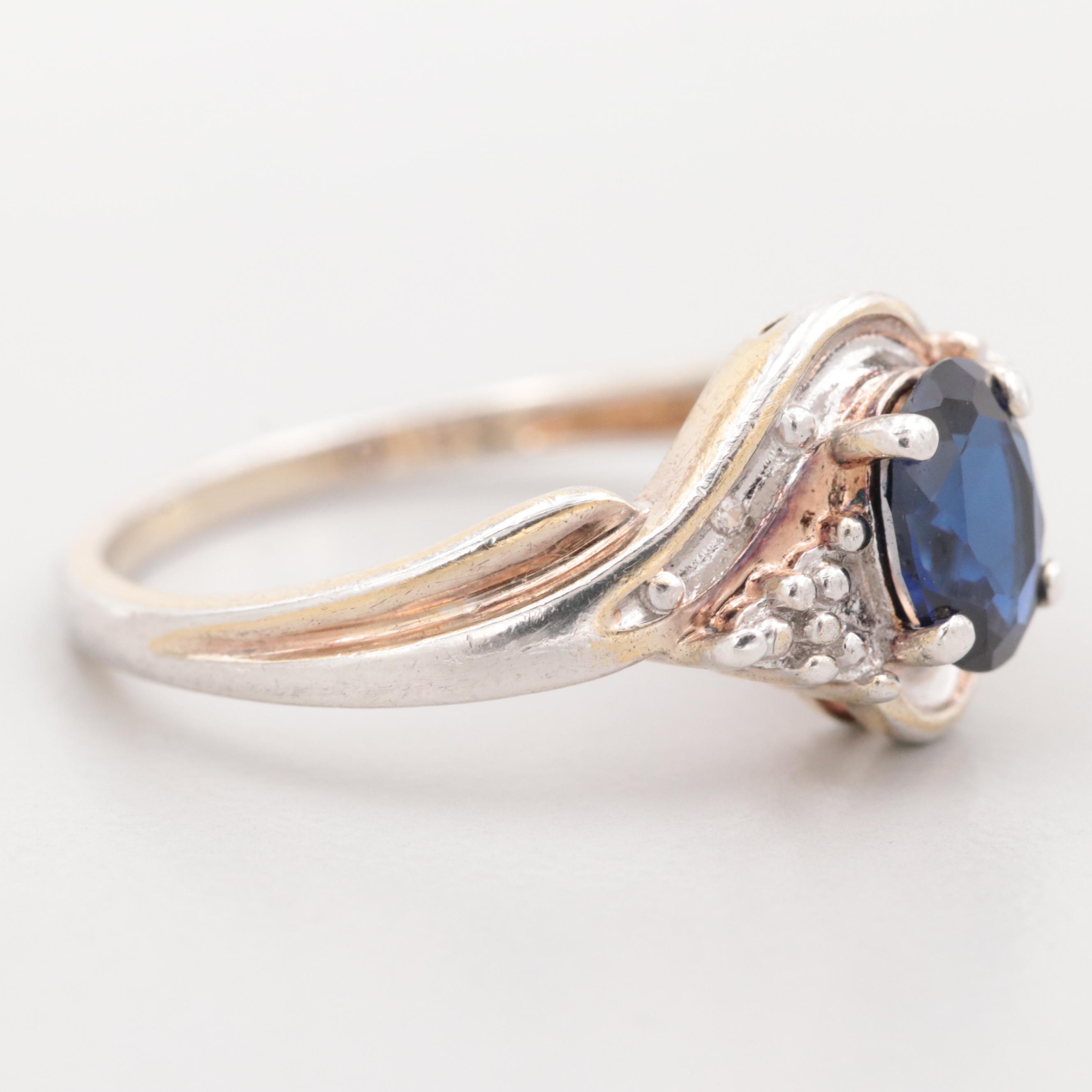 Sterling Silver Synthetic Blue Sapphire Ring