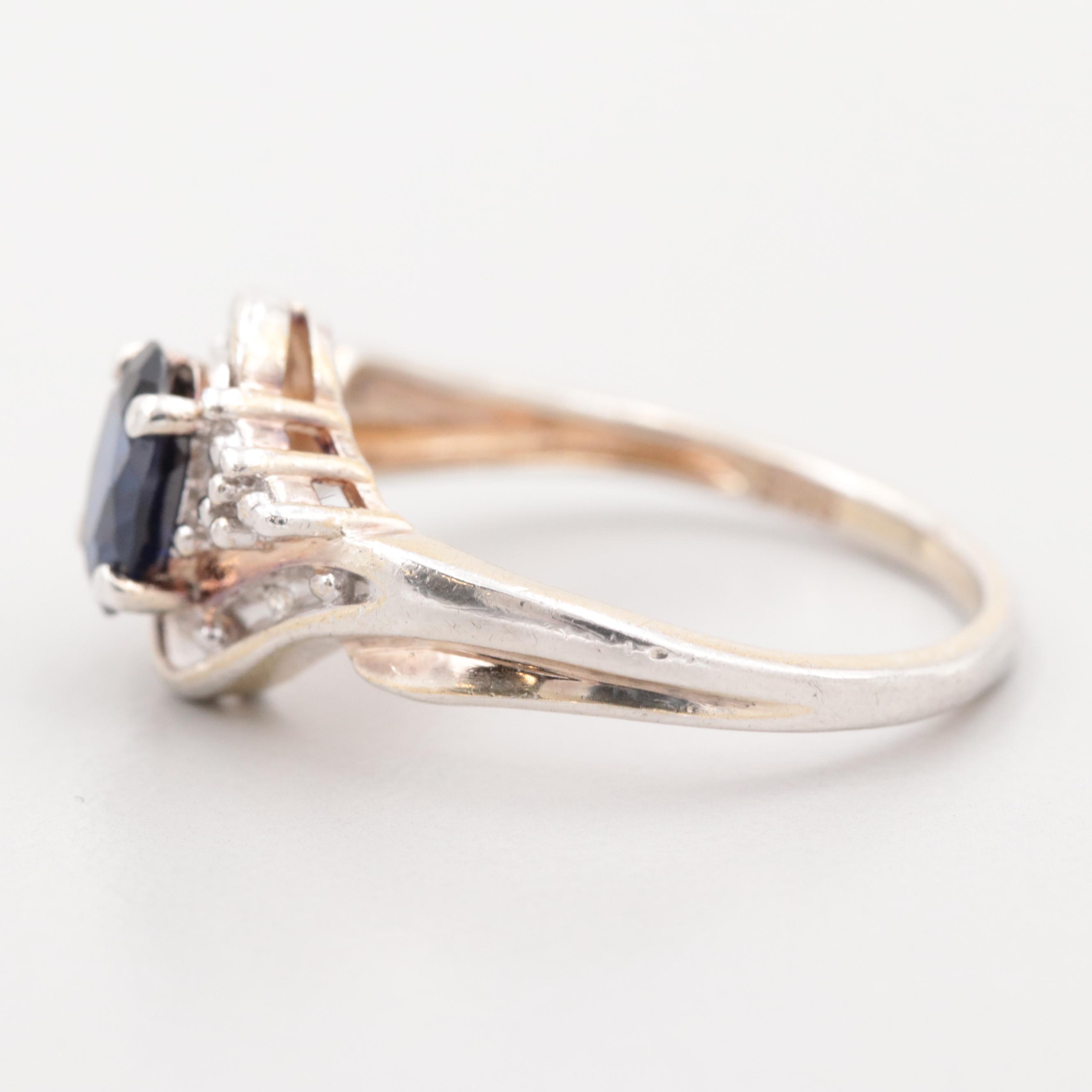 Sterling Silver Synthetic Blue Sapphire Ring